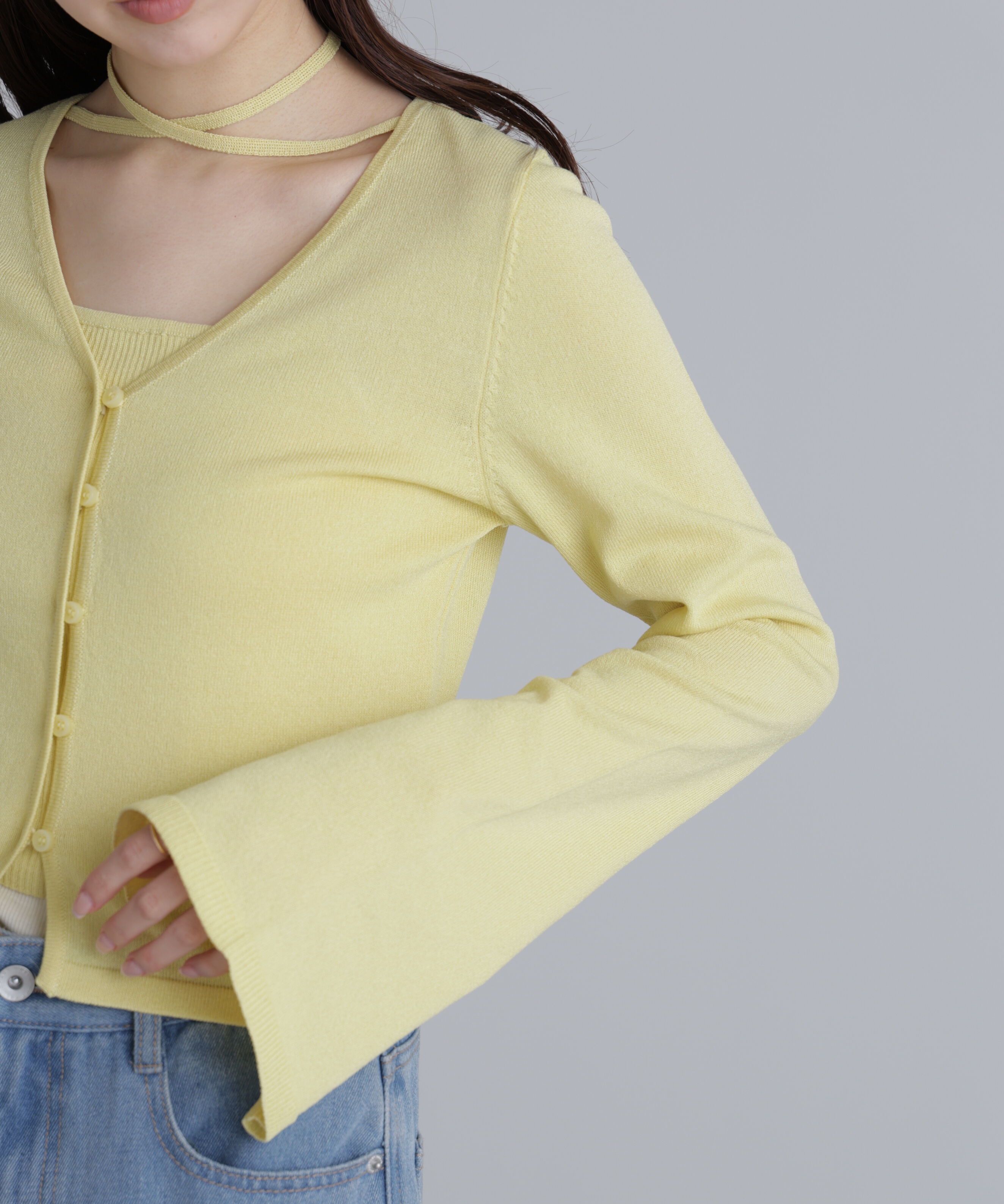  「キャミレイヤードニットカーディガン２」|ニット・セーター|