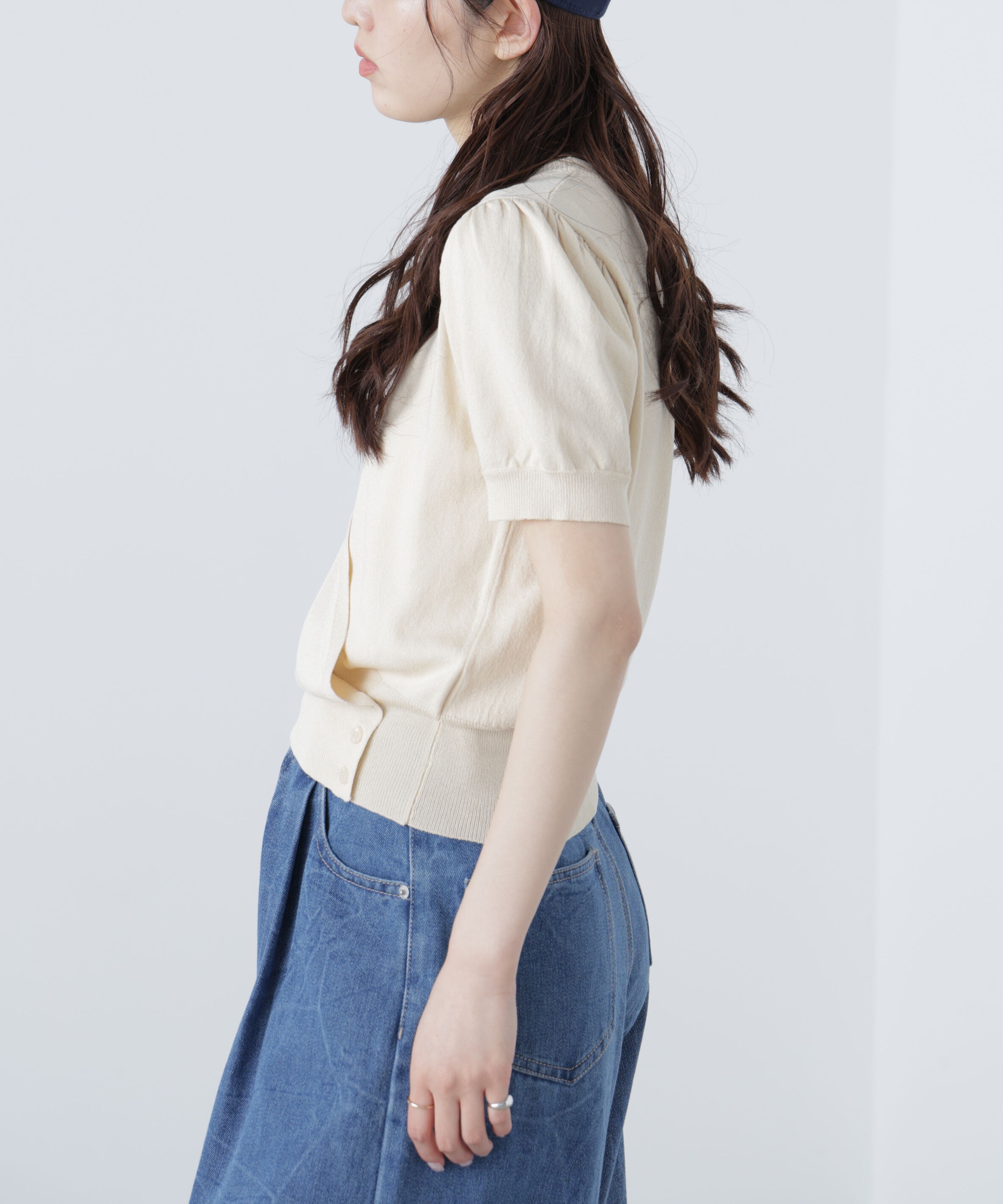  「キャミレイヤードカシュクール半袖ニット」|ニット・セーター|