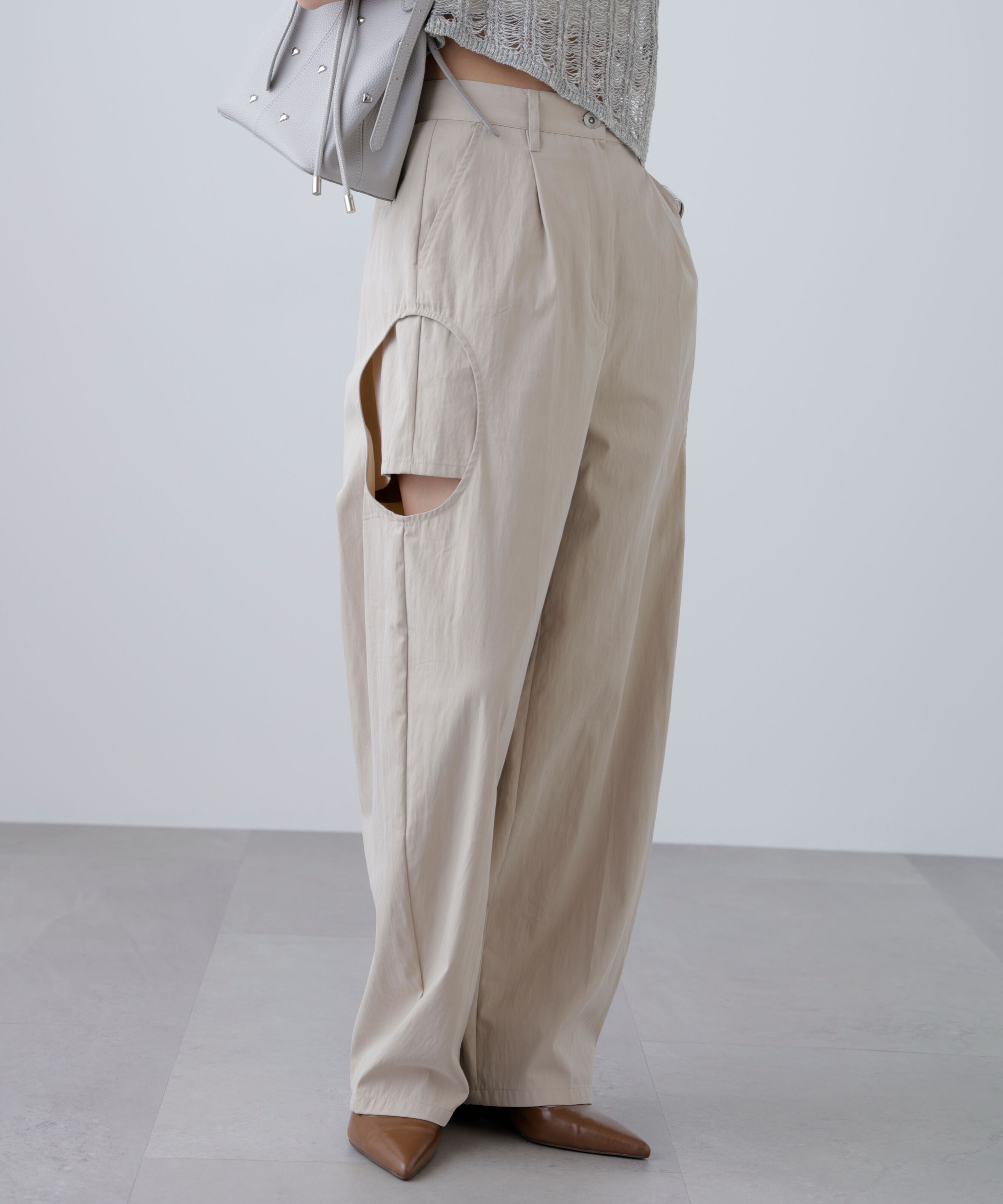  「サイドサークルカットパンツ」|その他|ベージュ