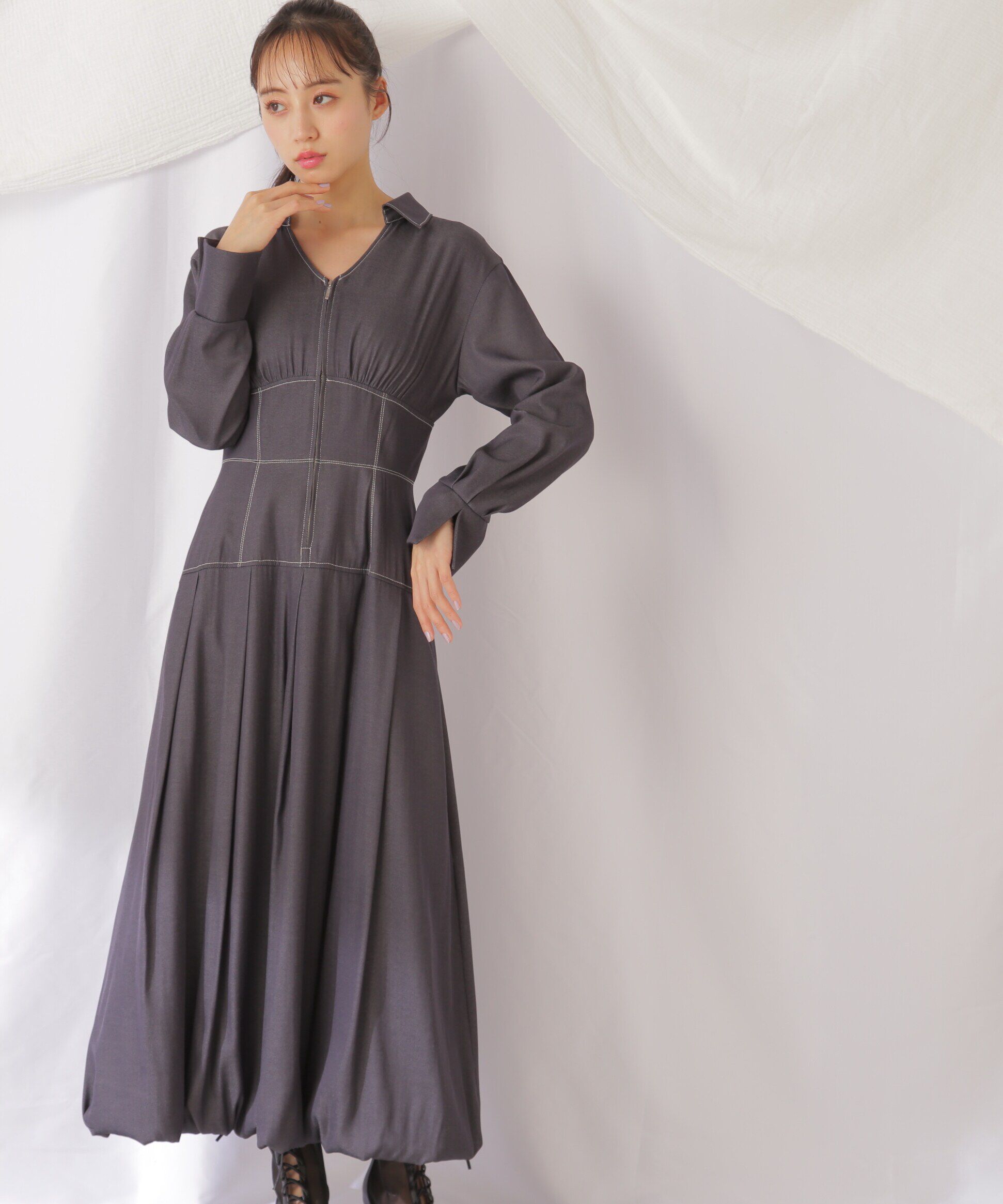  「バルーンシャツワンピース」|ワンピース|ブラックシャ 1