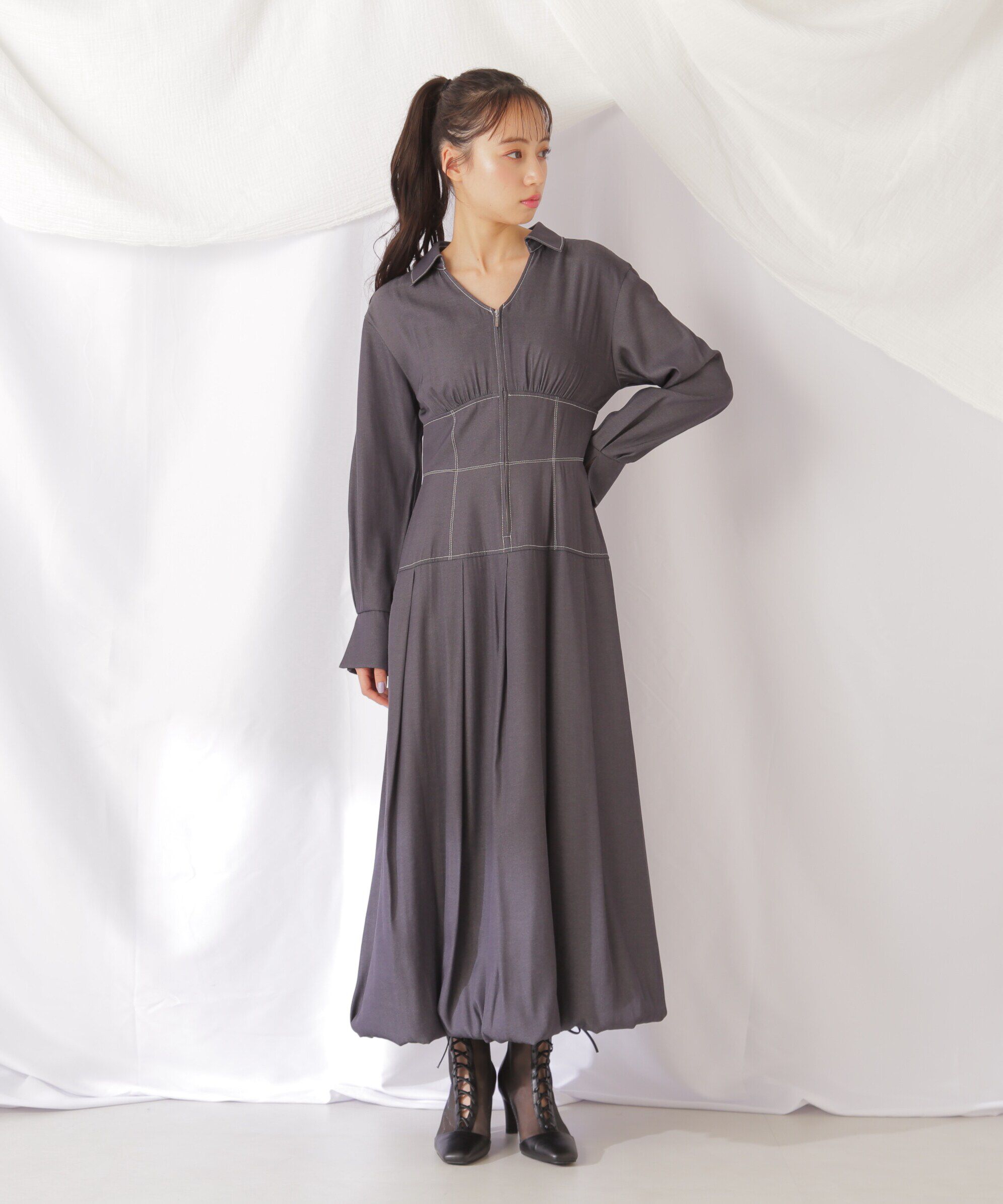  「バルーンシャツワンピース」|ワンピース|