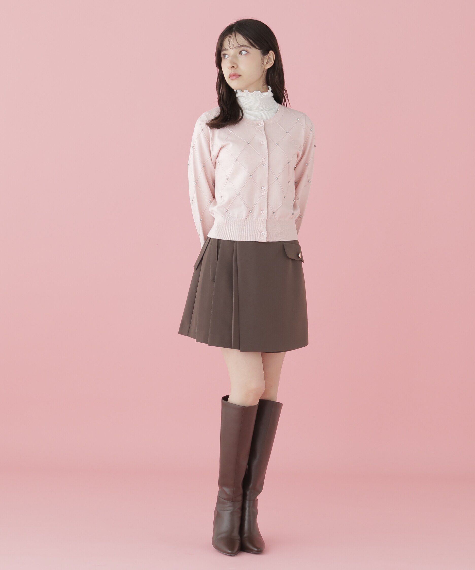  「ダイヤ柄ニットカーディガン」|ニット・セーター|