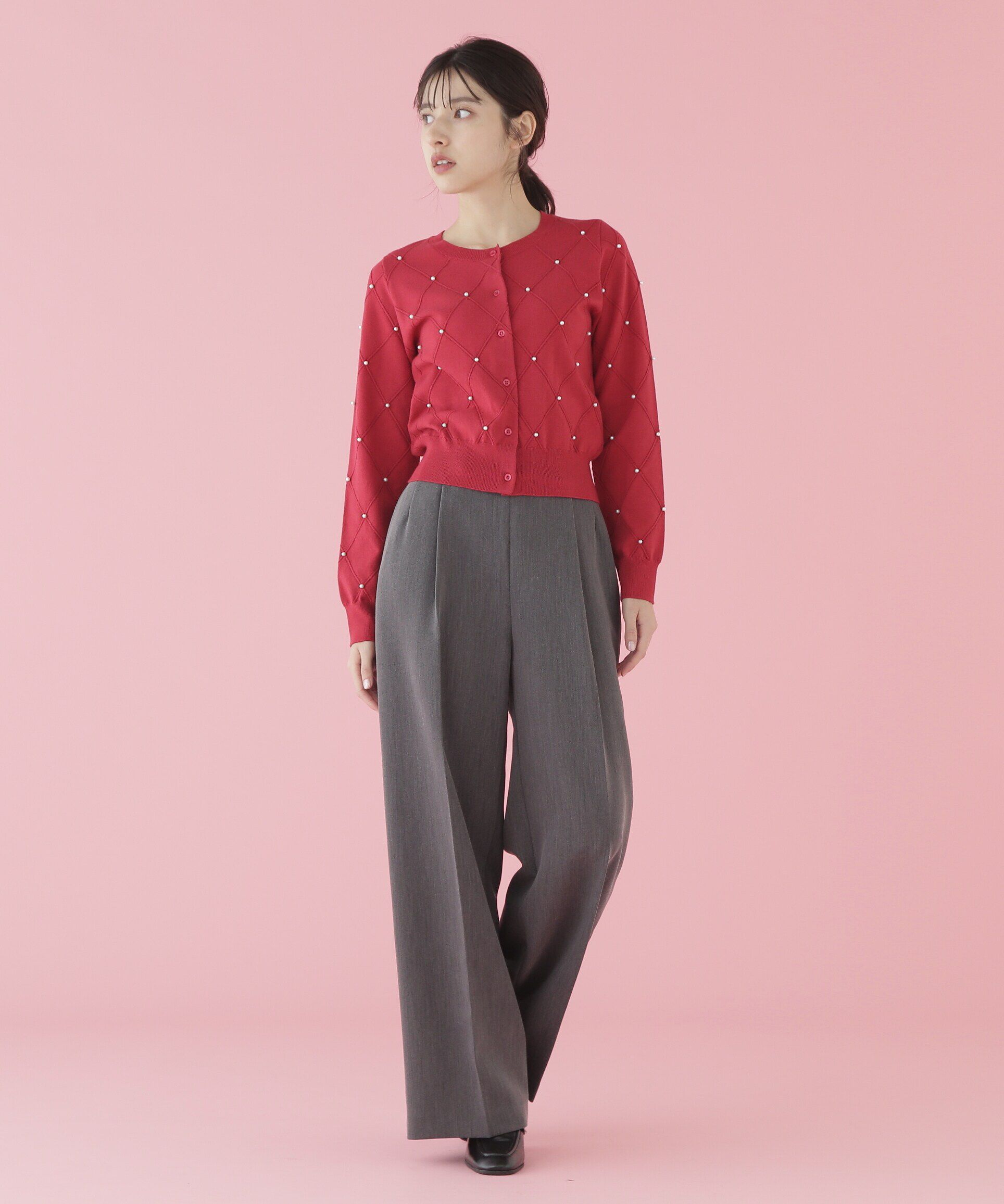  「ダイヤ柄ニットカーディガン」|ニット・セーター|