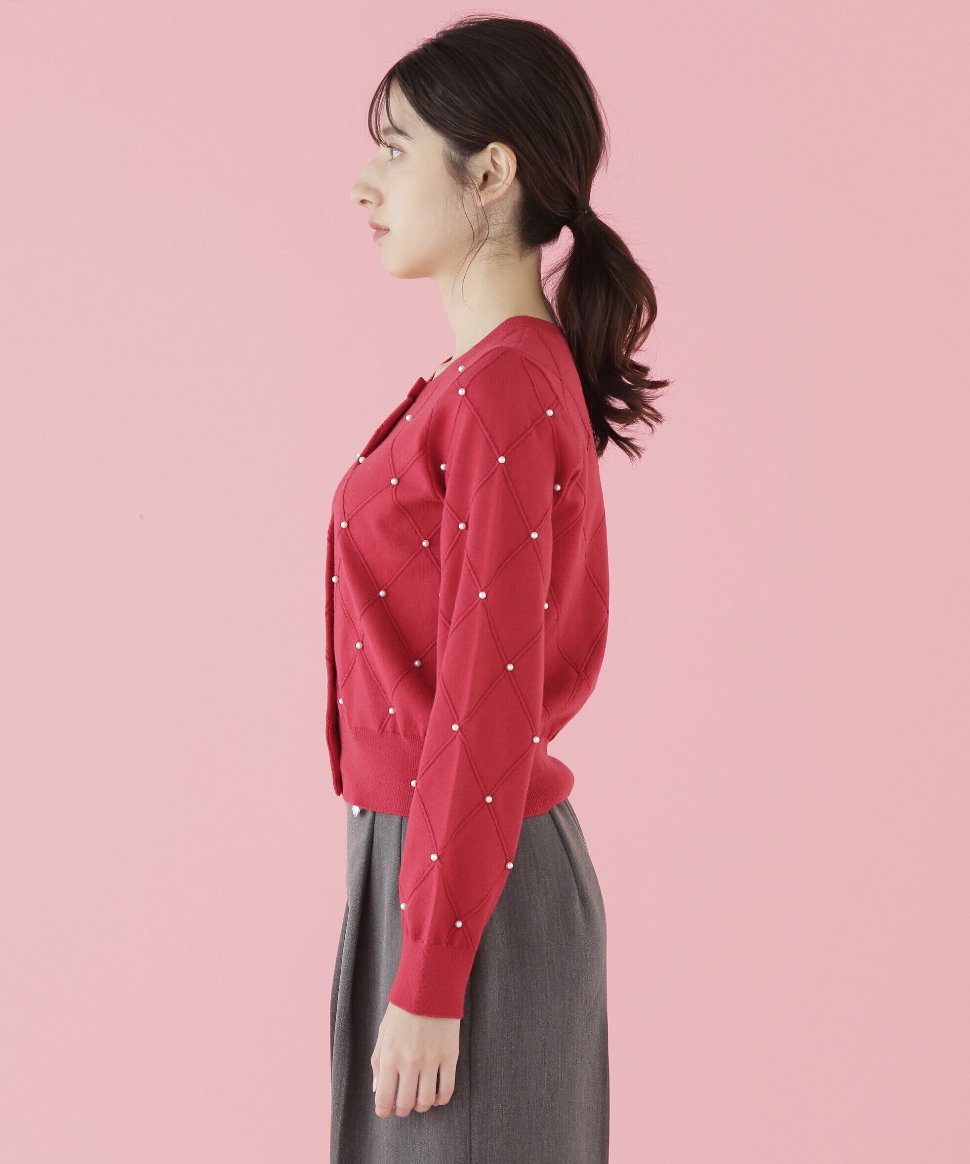  「ダイヤ柄ニットカーディガン」|ニット・セーター|