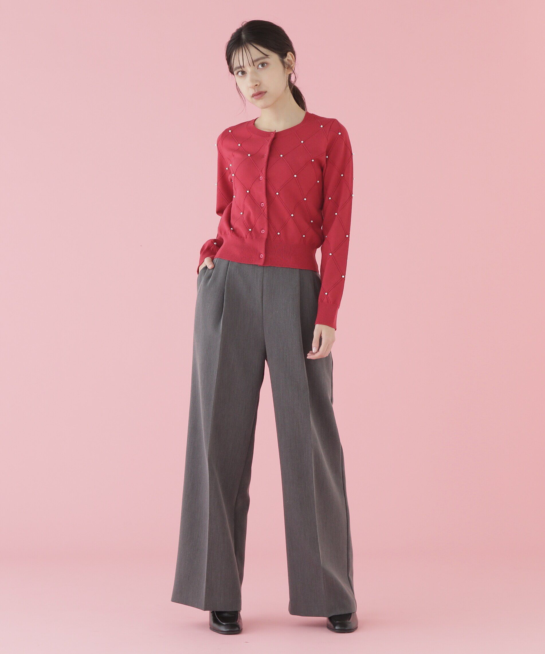  「ダイヤ柄ニットカーディガン」|ニット・セーター|