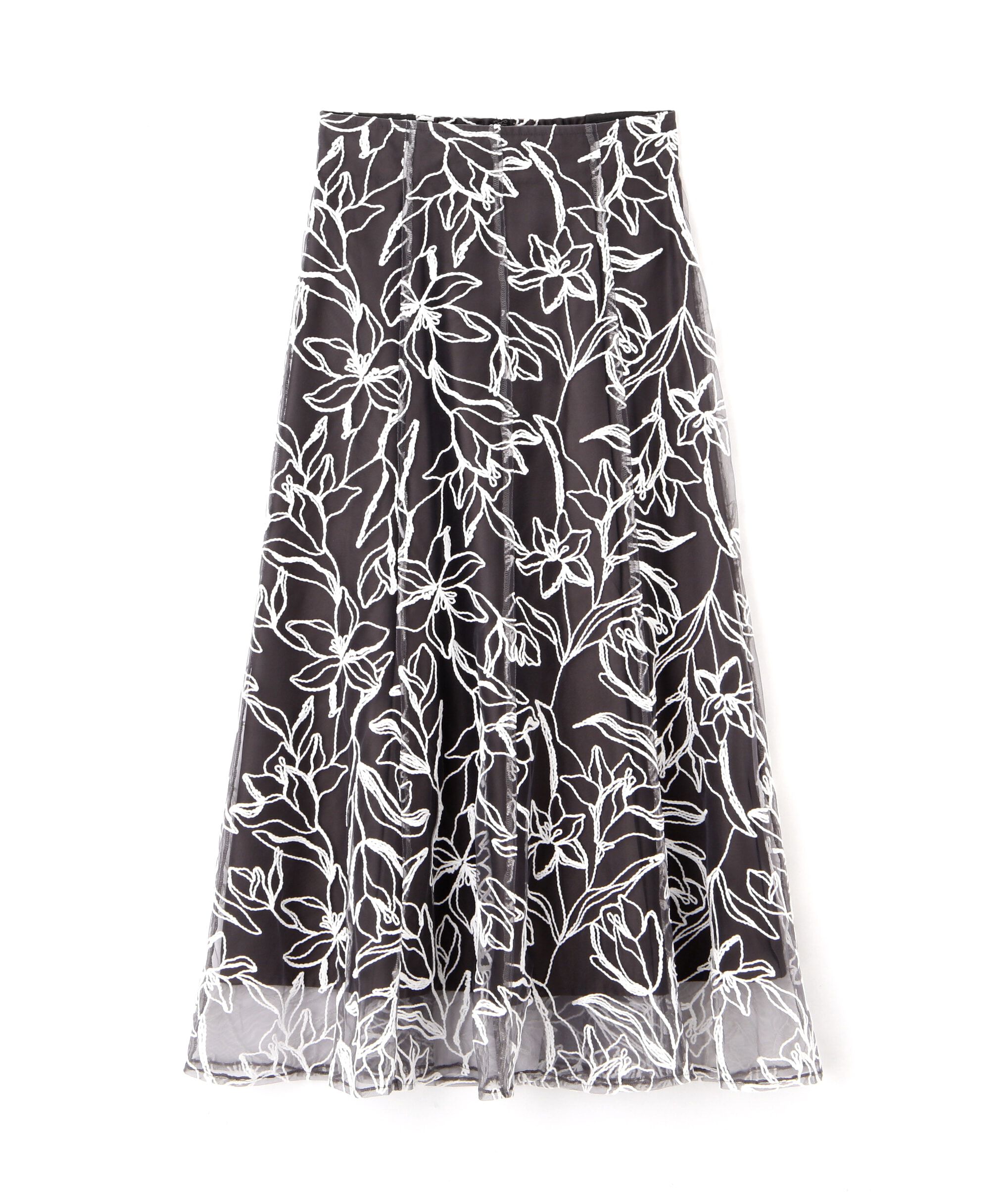  「フラワーモール刺繍スカート」|スカート|