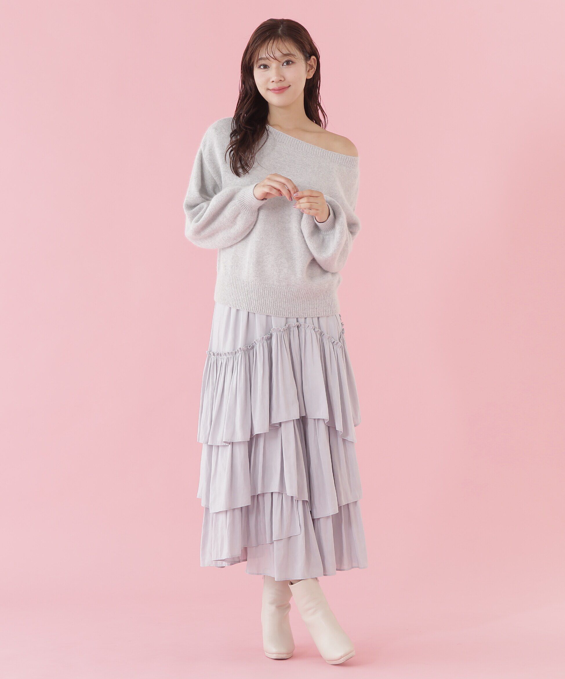  「エアリーウールオフショルダーニット」|ニット・セーター|