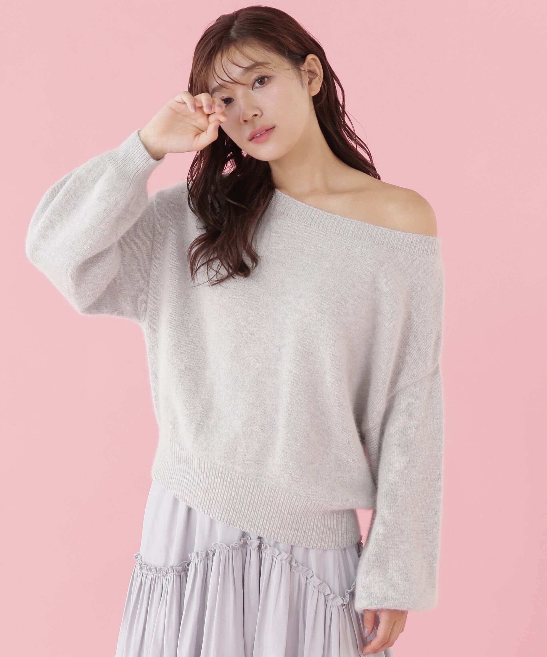  「エアリーウールオフショルダーニット」|ニット・セーター|