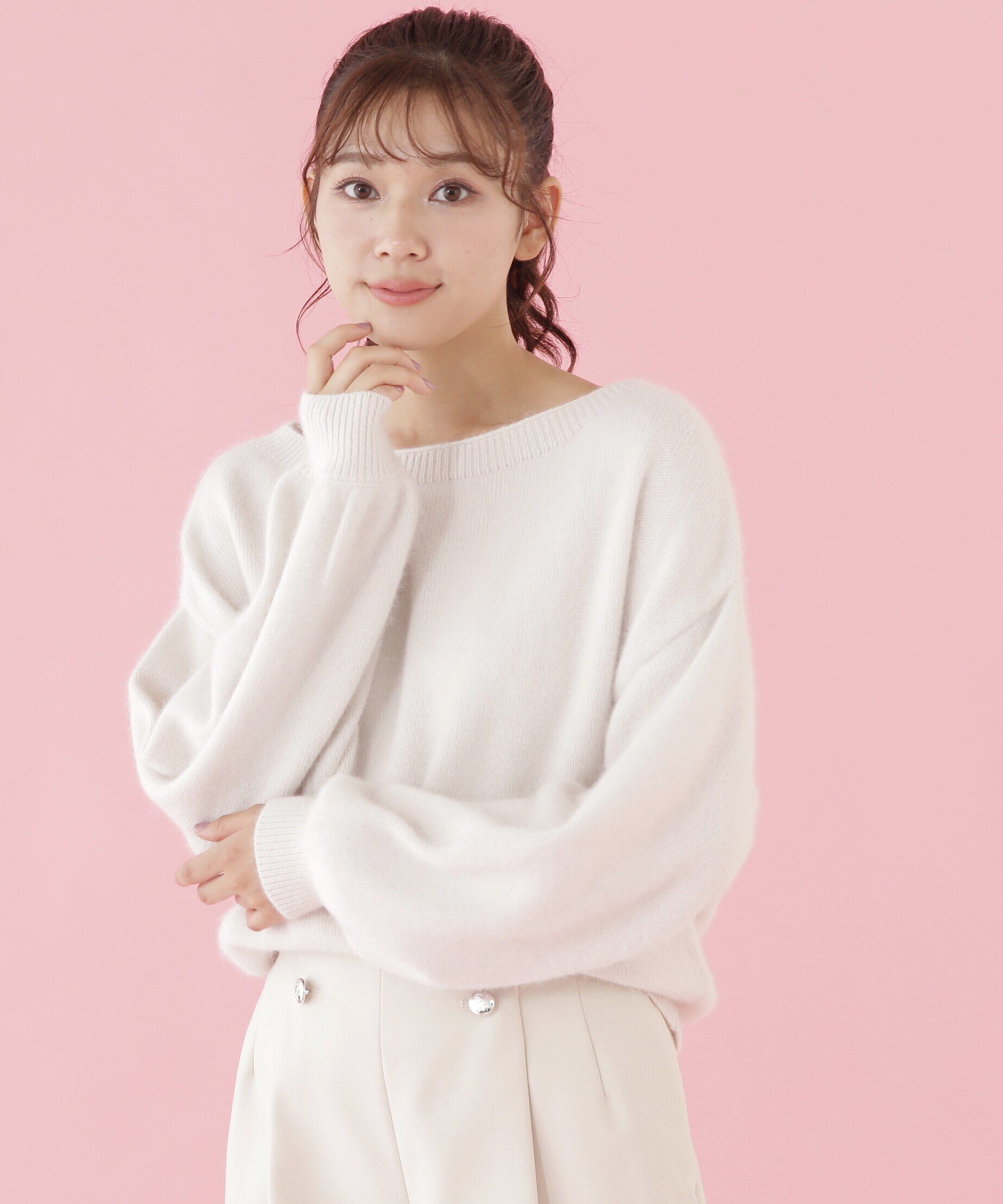  「エアリーウールオフショルダーニット」|ニット・セーター|