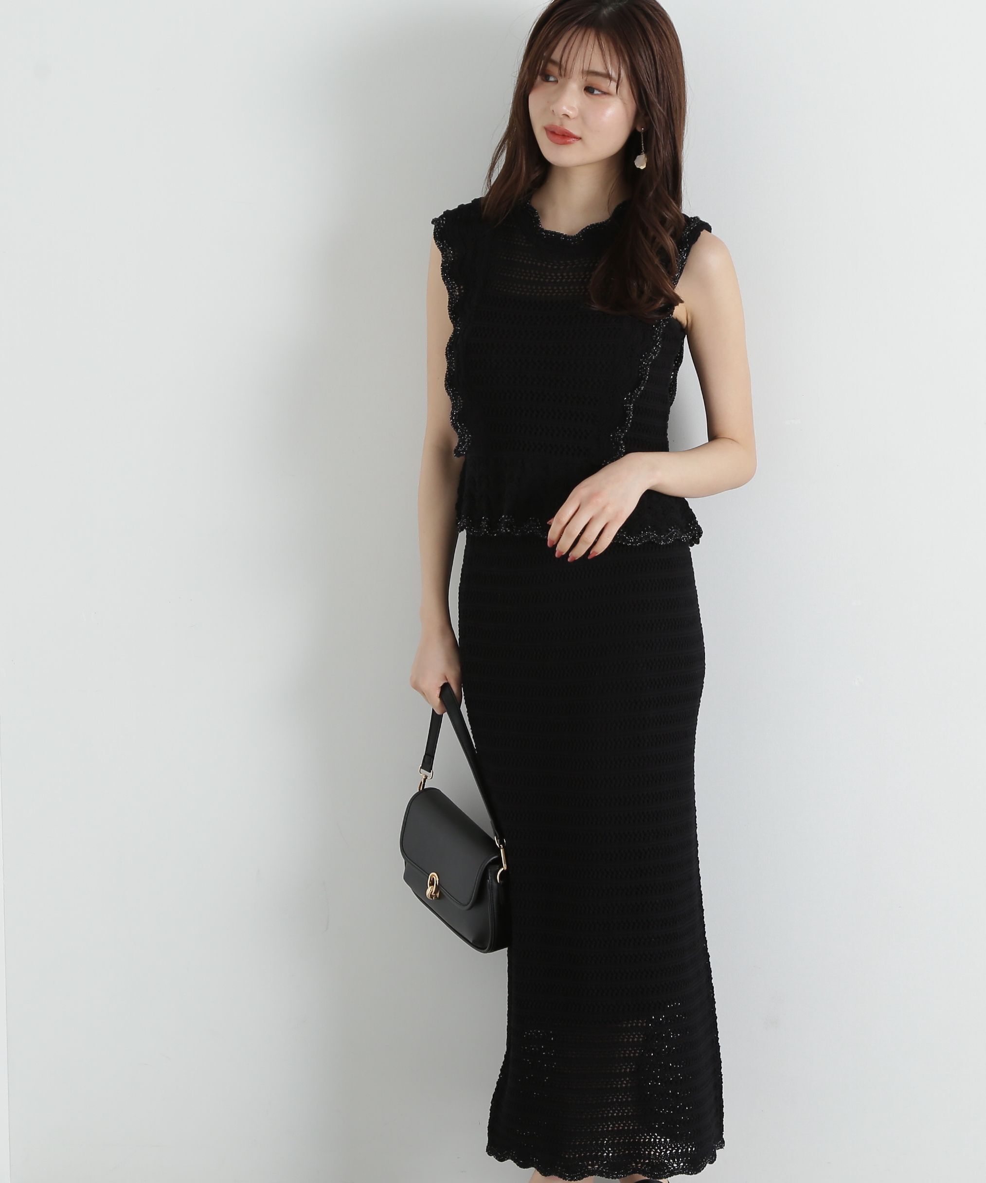 PROPORTION BODY DRESSING「クロッシェニット SET UP」|ワンピース|ブラック