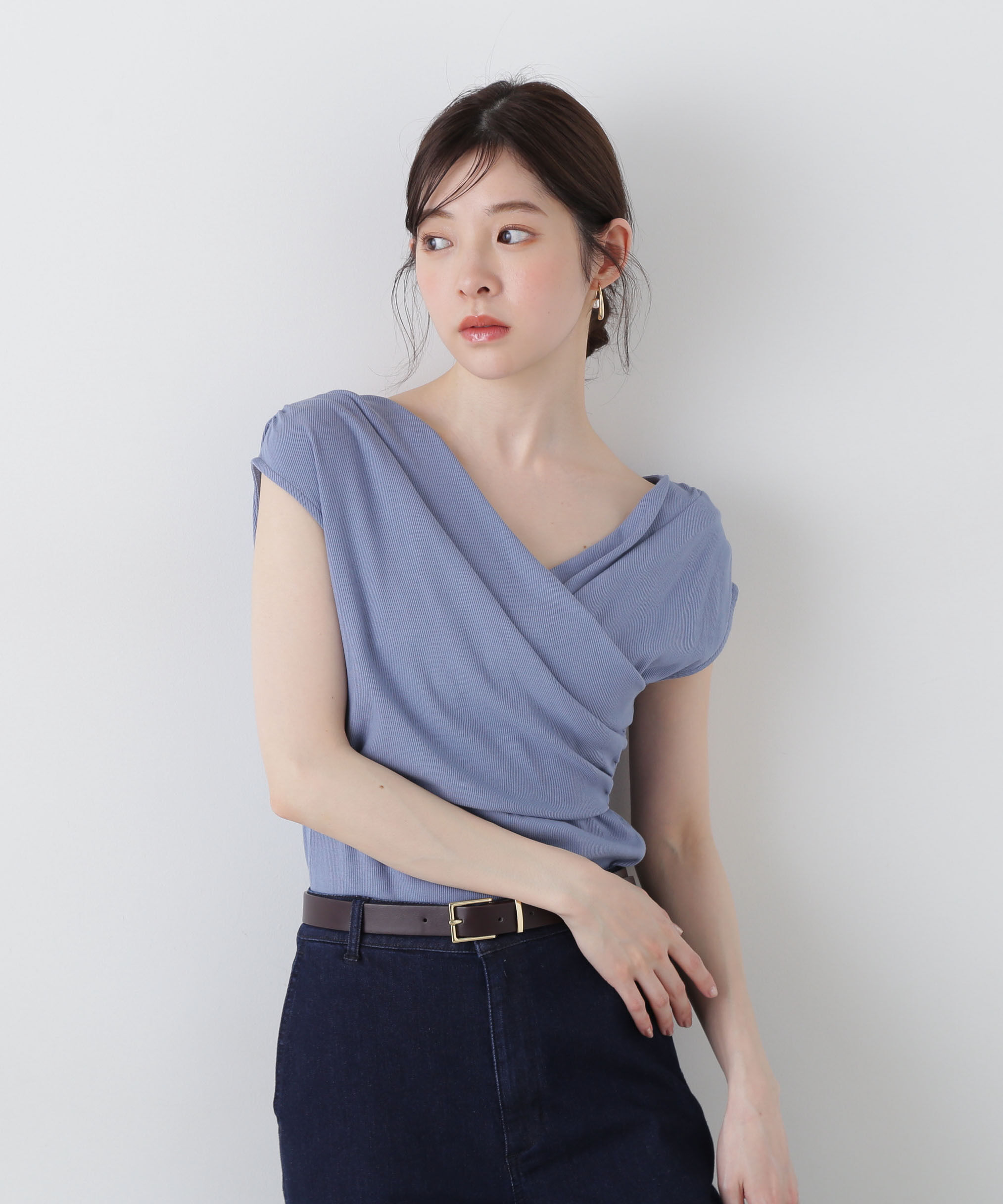 PROPORTION BODY DRESSING「前後2wayアシメテレコ」|Tシャツ・カットソー|ブルー