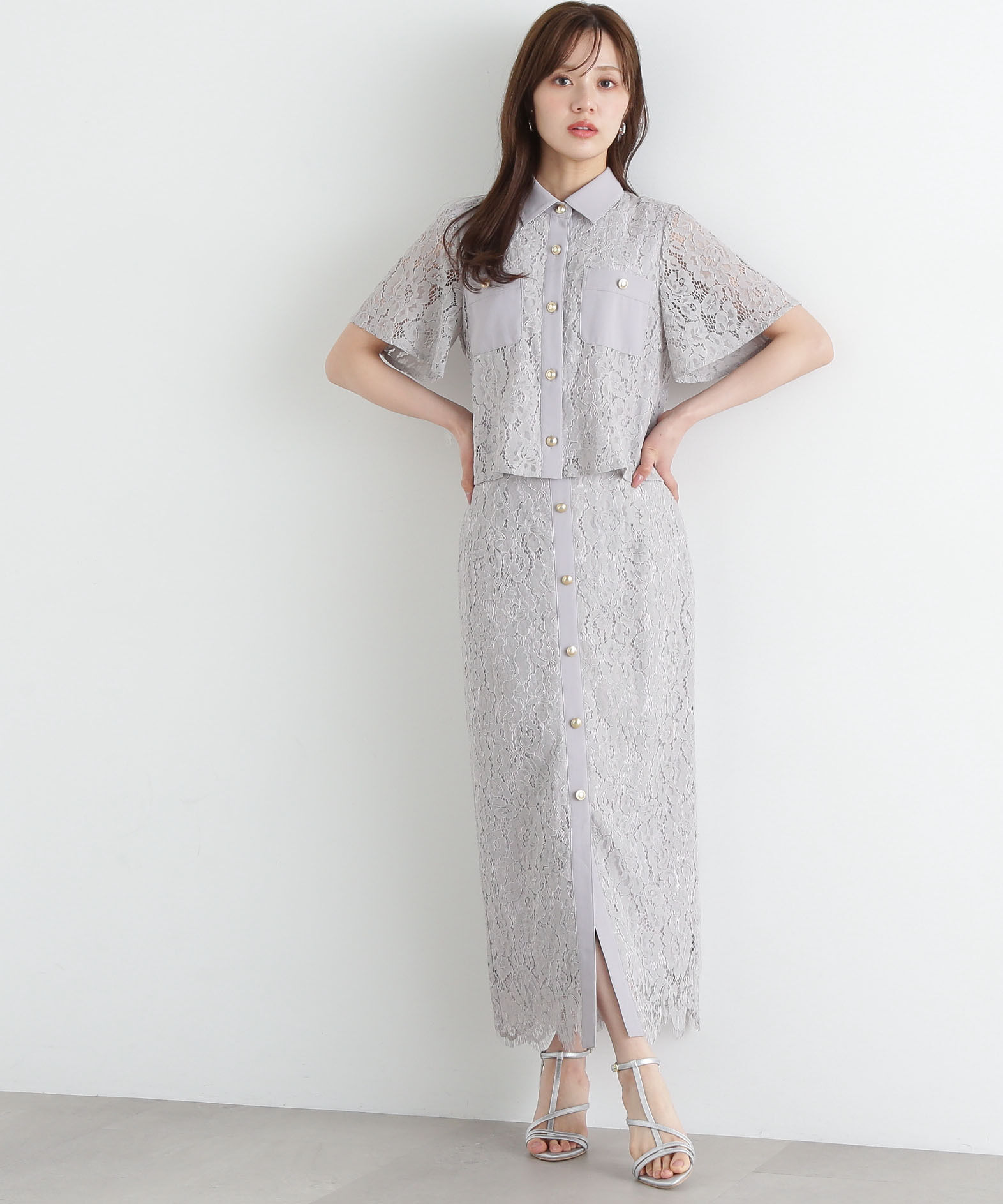 PROPORTION BODY DRESSING「釦付きレースナロースカート」|スカート|