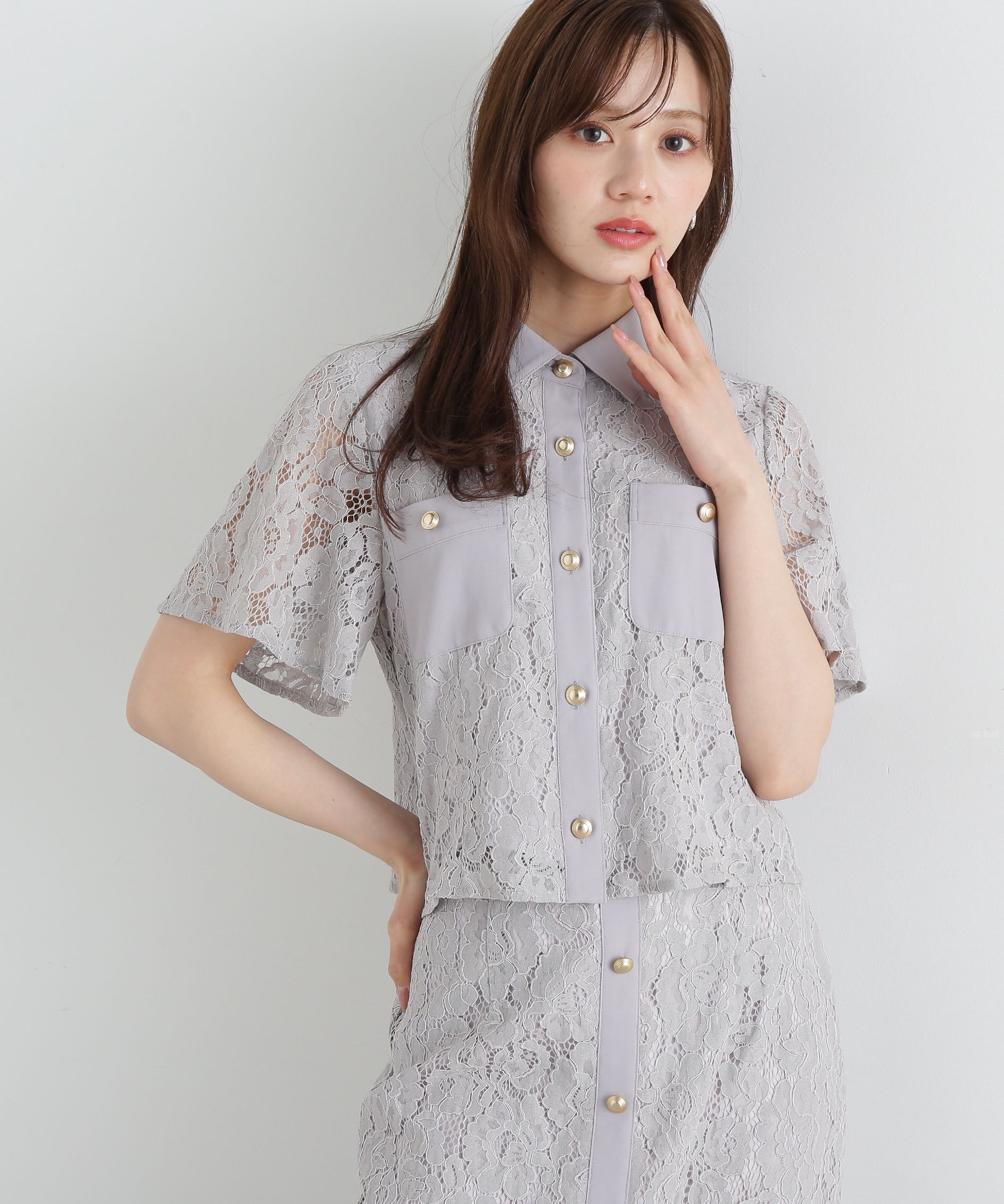 PROPORTION BODY DRESSING「釦付きレースナロースカート」|スカート|