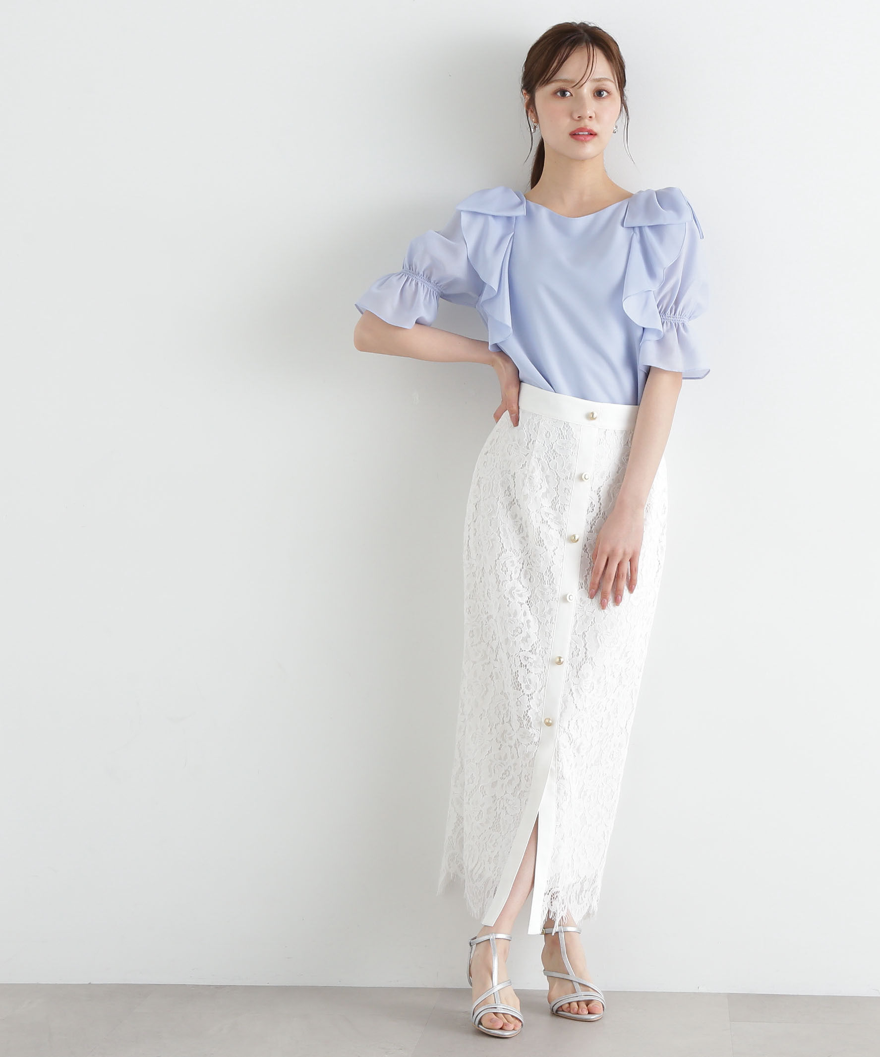 PROPORTION BODY DRESSING「釦付きレースナロースカート」|スカート|