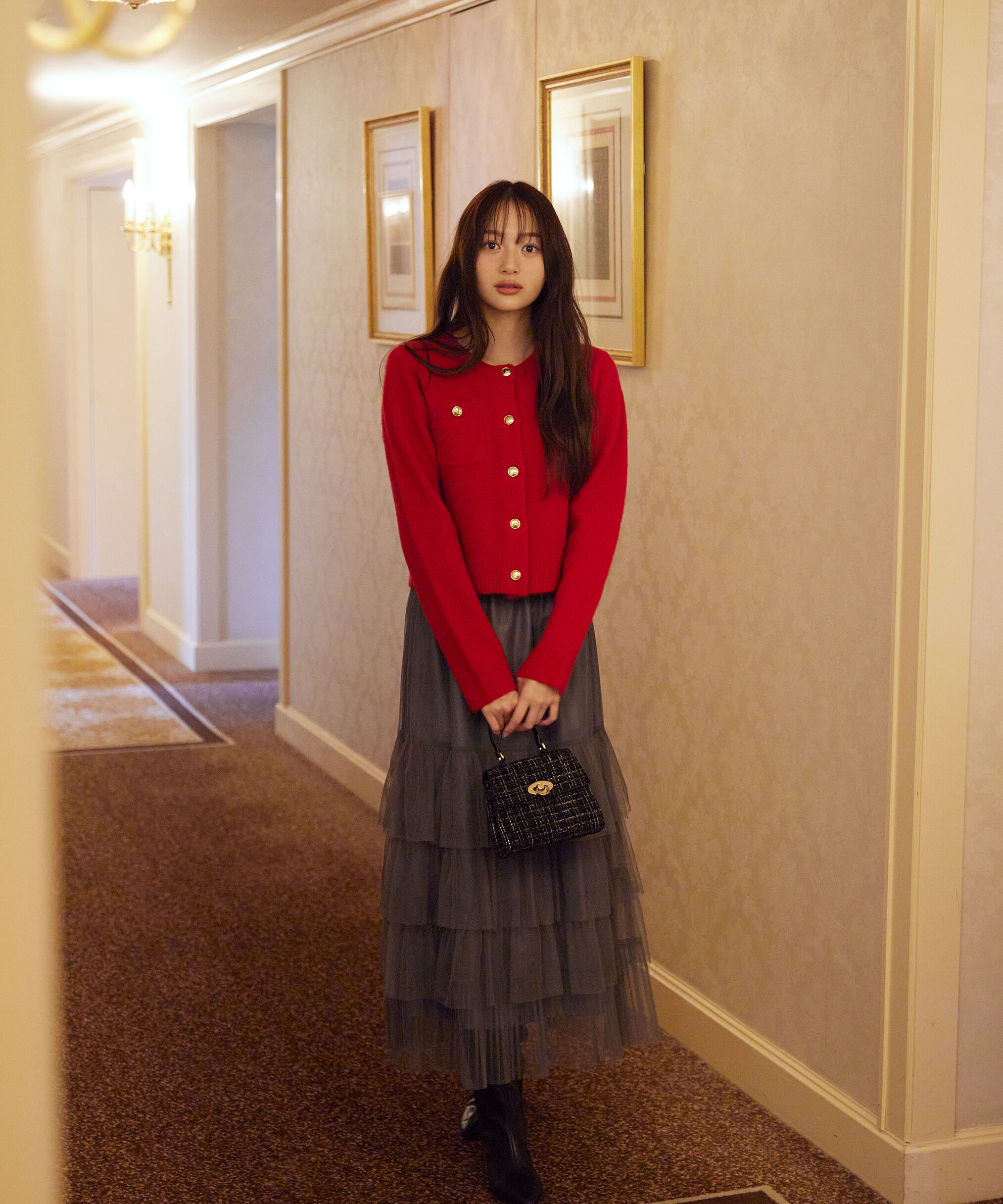 PROPORTION BODY DRESSING「部分プリーツティアードスカート　25AW」|スカート|