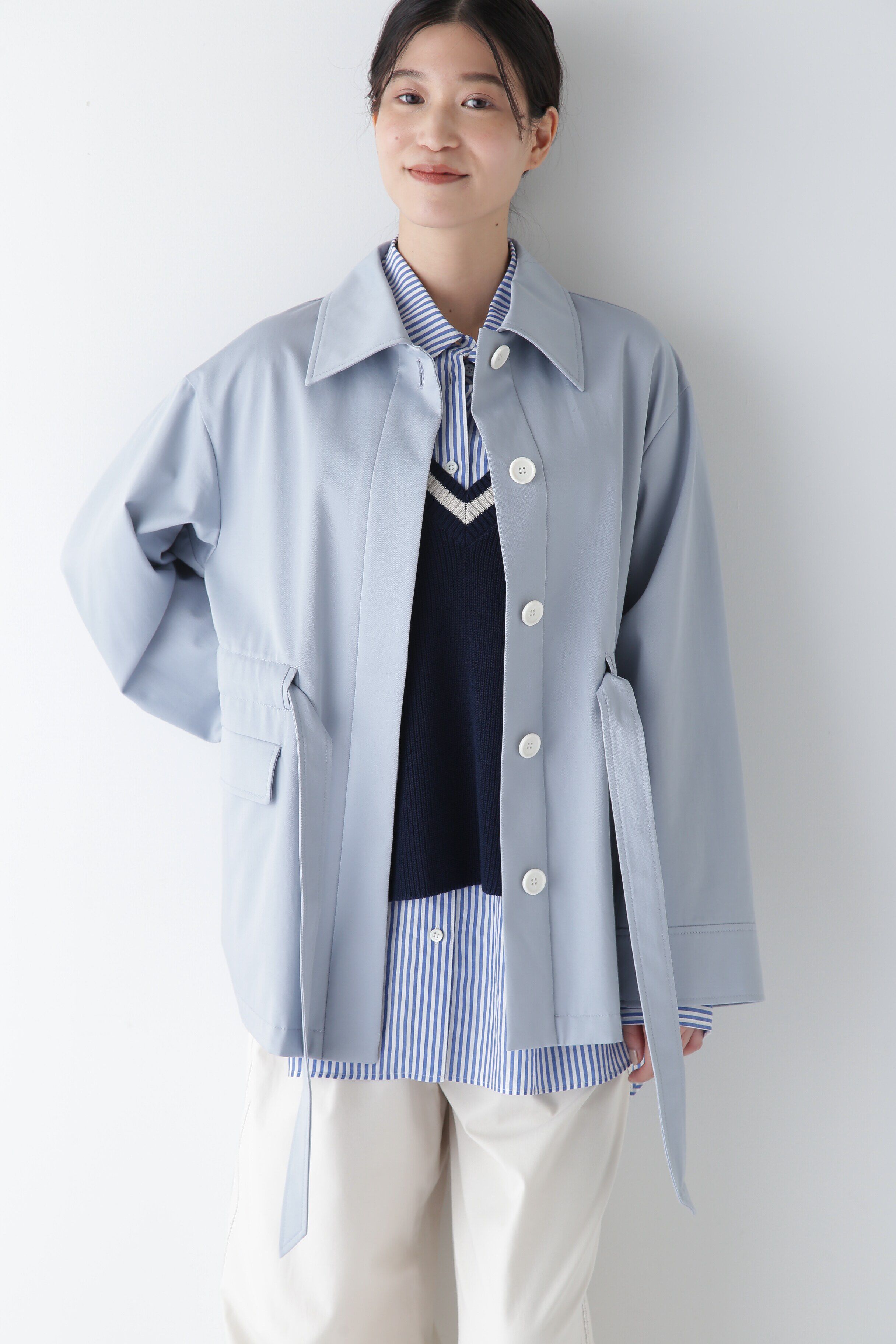  「◆ツイルクロスステンカラーブルゾン」|その他|ブルー