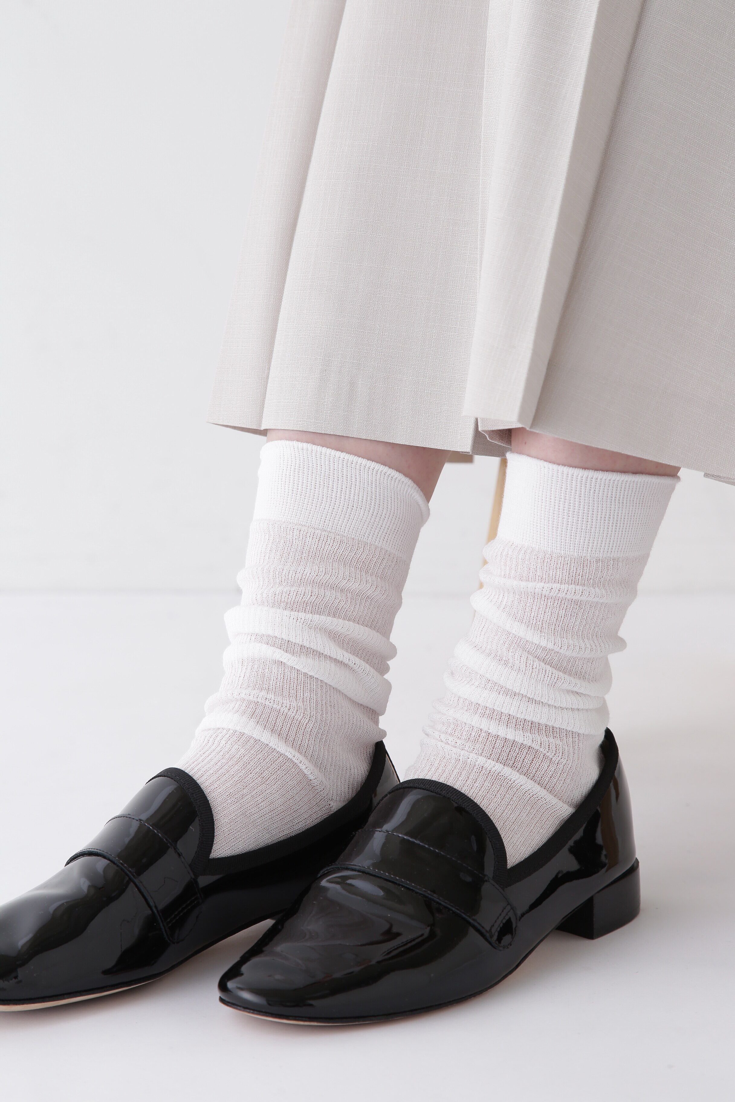  「◆シアーリブソックス」|ソックス|ホワイト