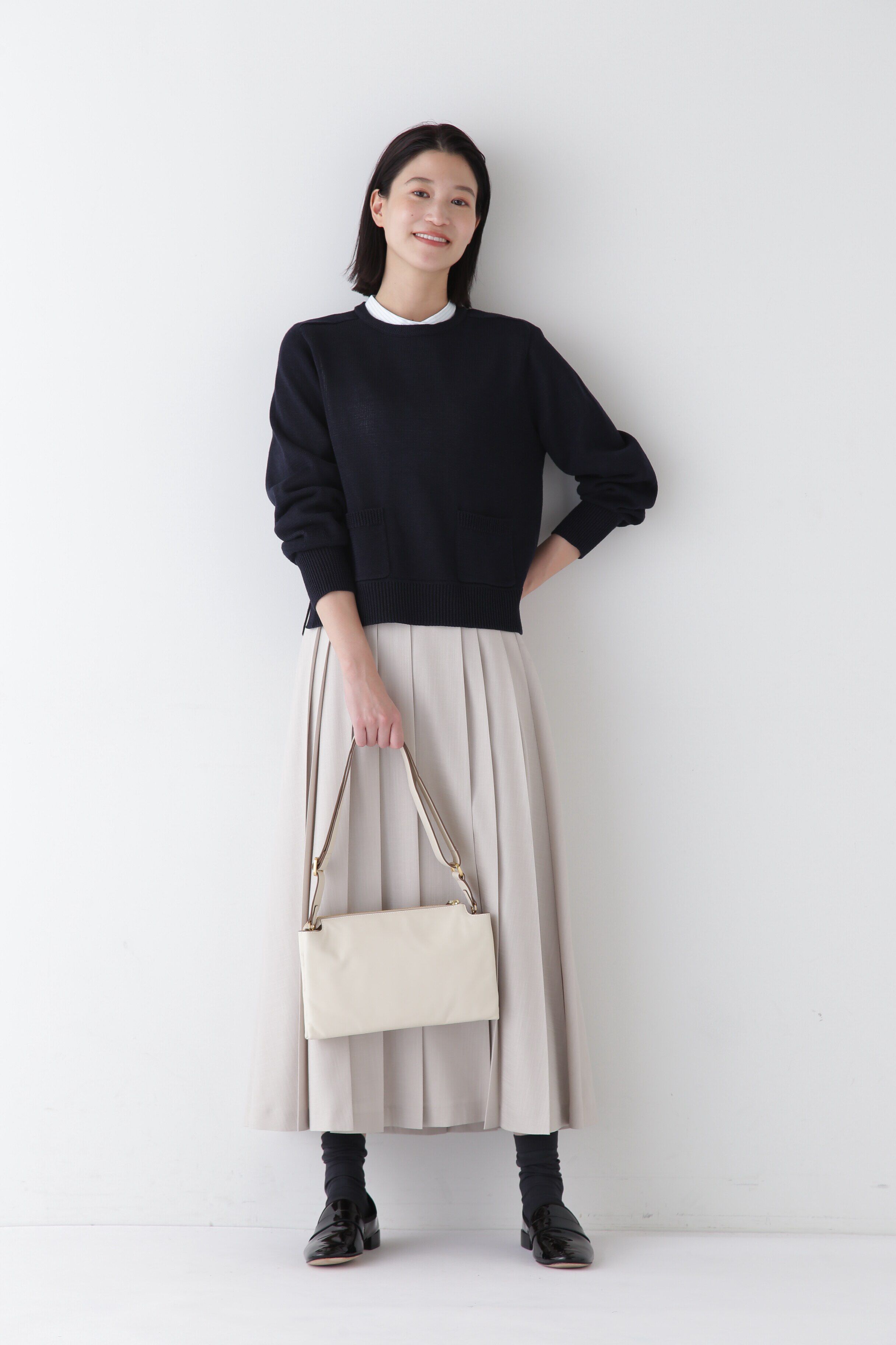  「◆【ウォッシャブル】ミドルゲージギマポケット付プルオーバー」|ニット・セーター|