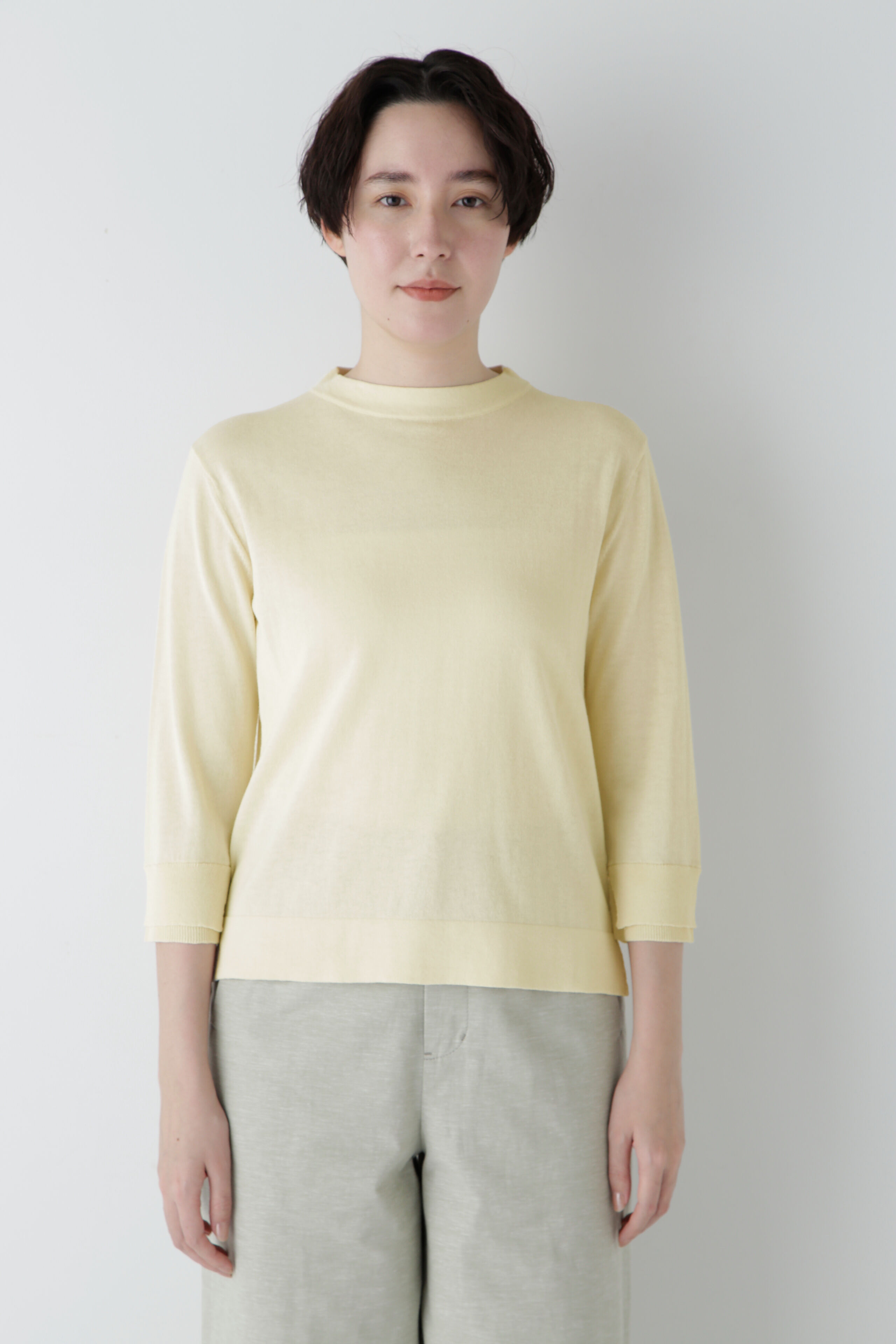  「◆【ウォッシャブル・UVカット】コットン混モックネックプルオーバー」|ニット・セーター|