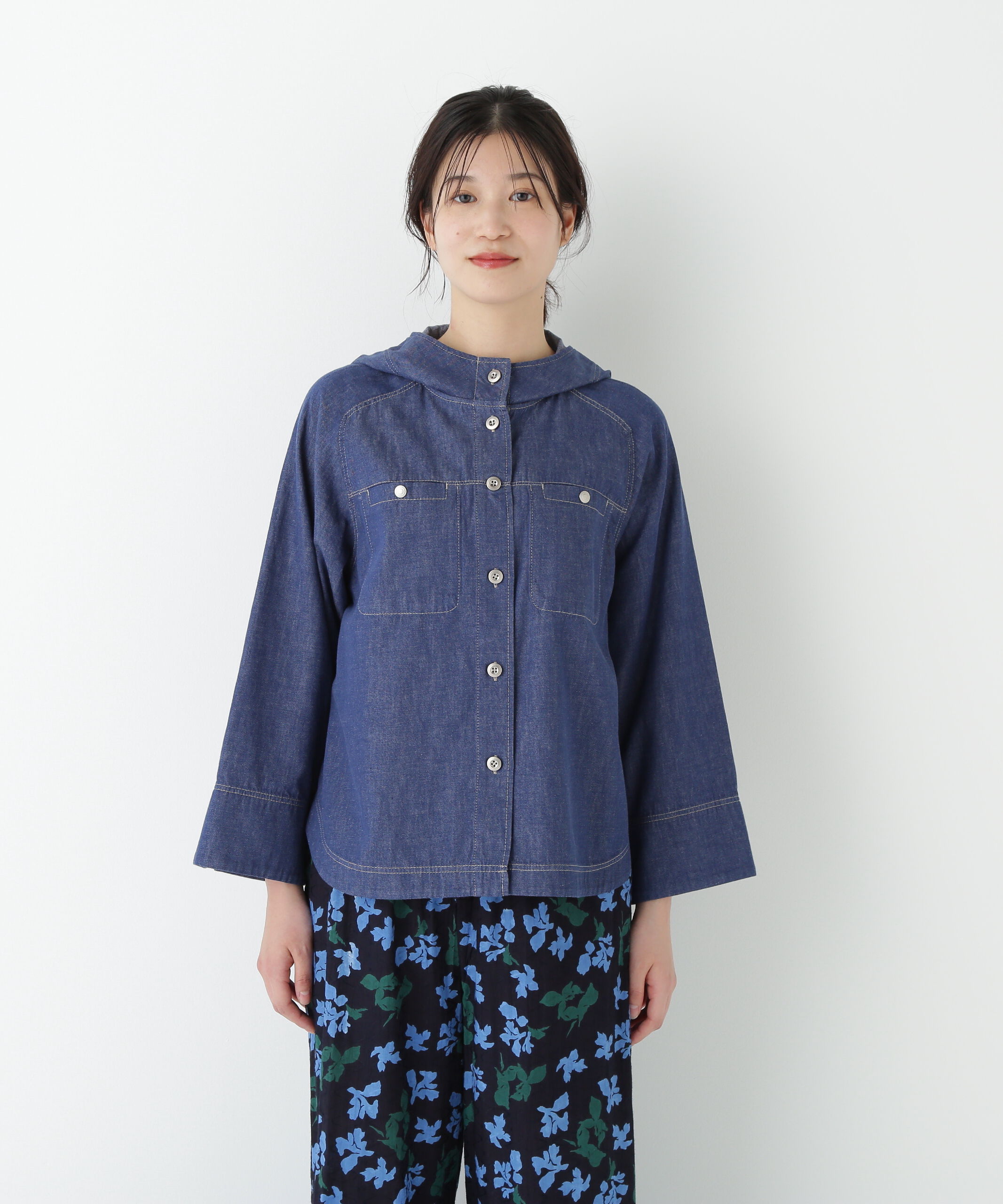  「◆ライトオンスデニムフードブラウス」|シャツ・ブラウス|