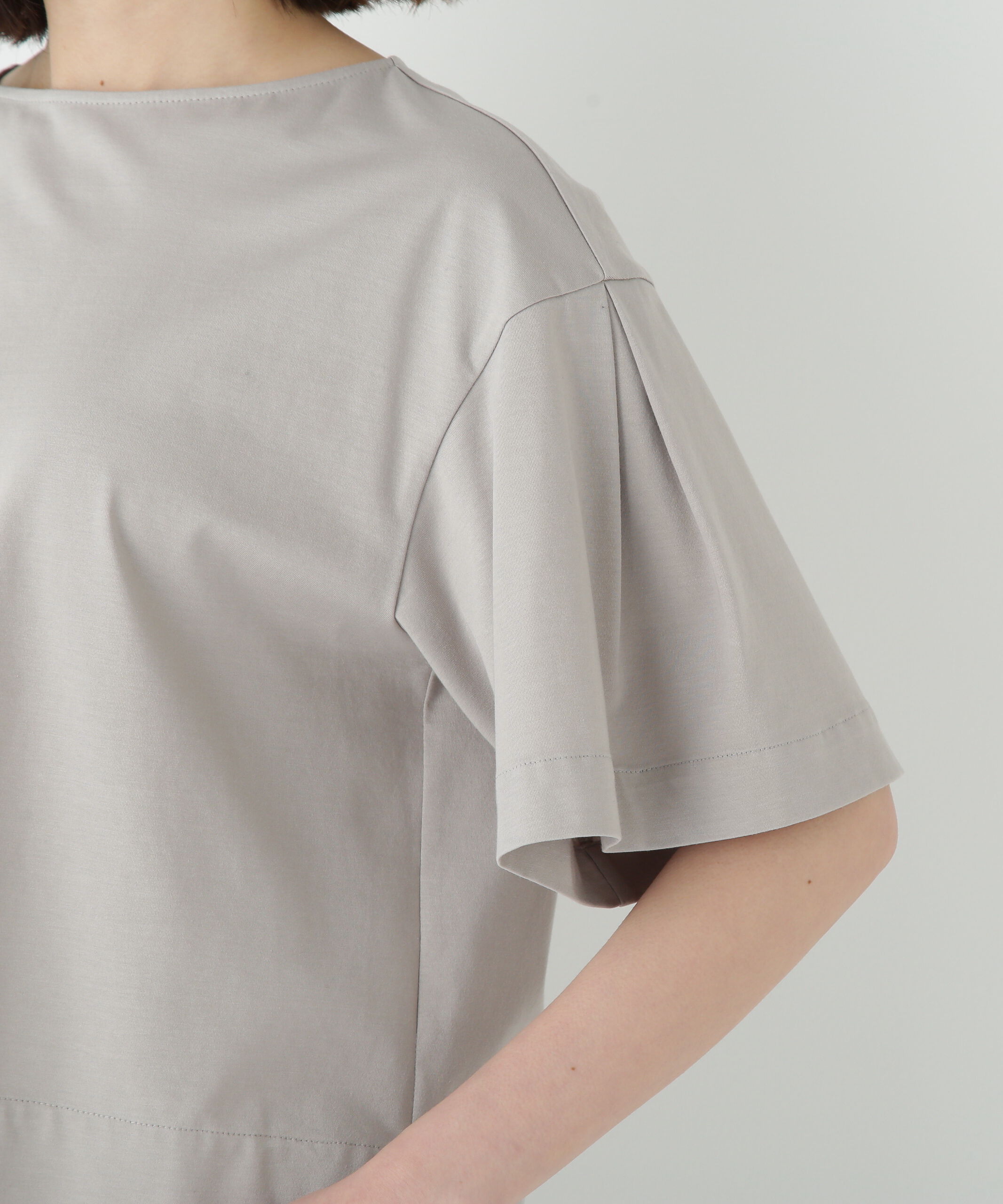  「◆プレーティング天竺タックスリーブボートネックプルオーバー」|Tシャツ・カットソー|