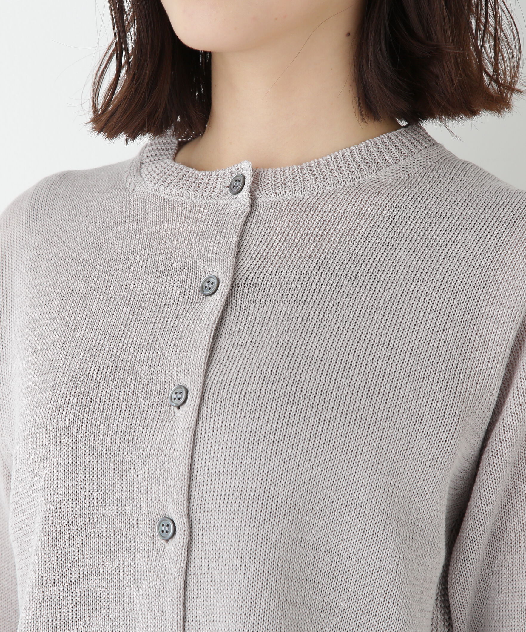  「◆ミドルゲージギマクルーネック半袖カーディガン」|ニット・セーター|