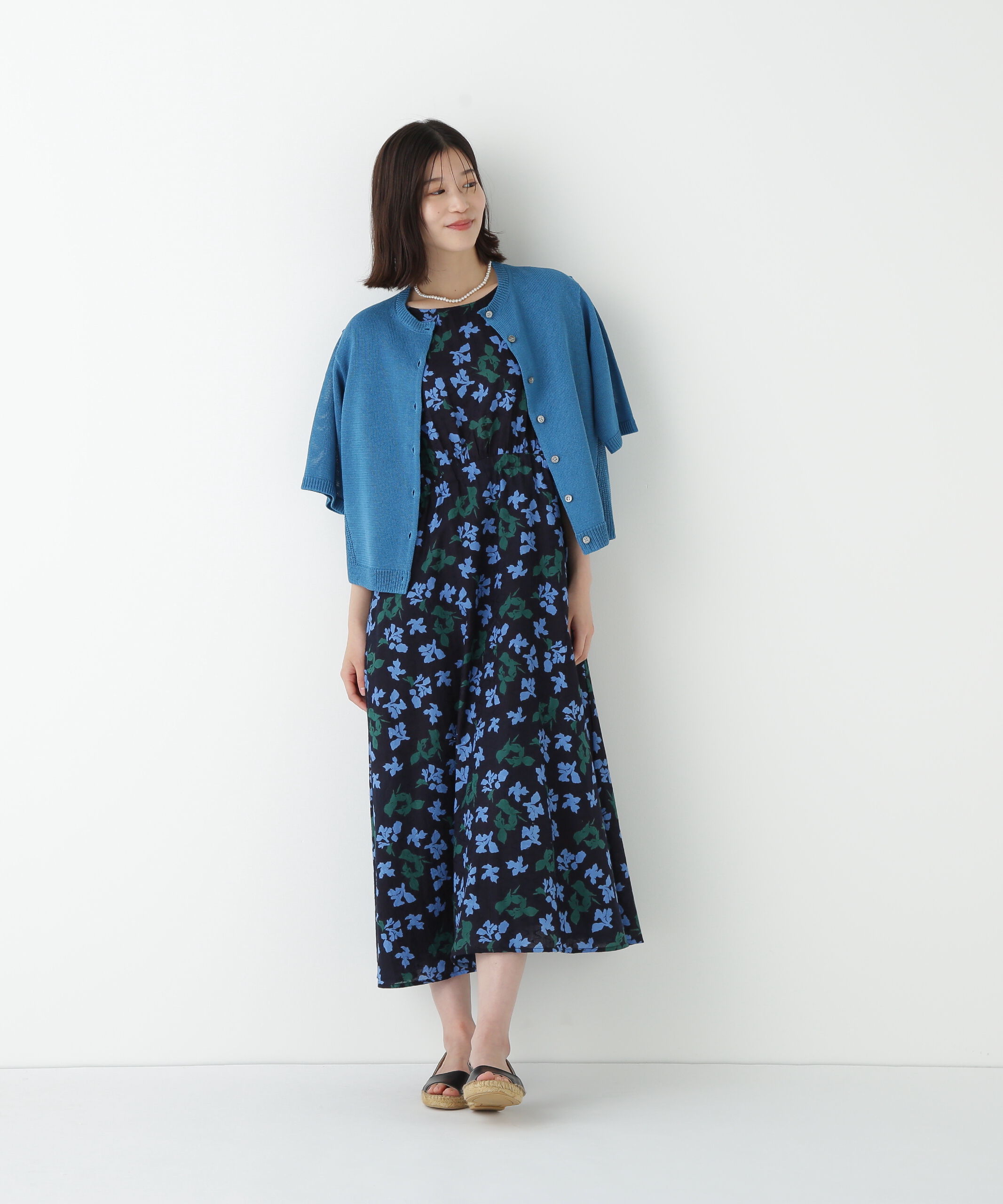  「◆ミドルゲージギマクルーネック半袖カーディガン」|ニット・セーター|