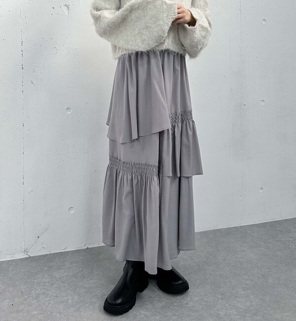 archives「マットサテンシャーリングティアードスカート」|スカート|