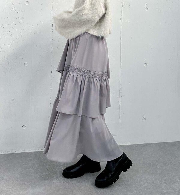 archives「マットサテンシャーリングティアードスカート」|スカート|