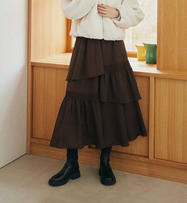 archives「マットサテンシャーリングティアードスカート」|スカート|