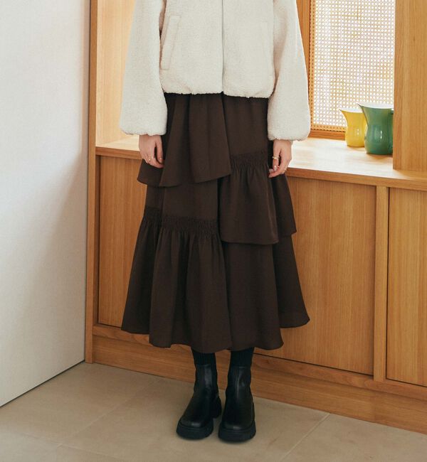 archives「マットサテンシャーリングティアードスカート」|スカート|