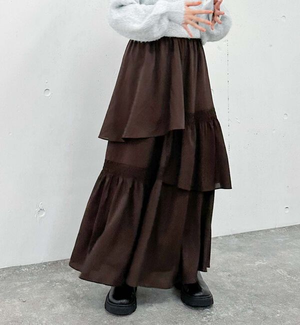 archives「マットサテンシャーリングティアードスカート」|スカート|