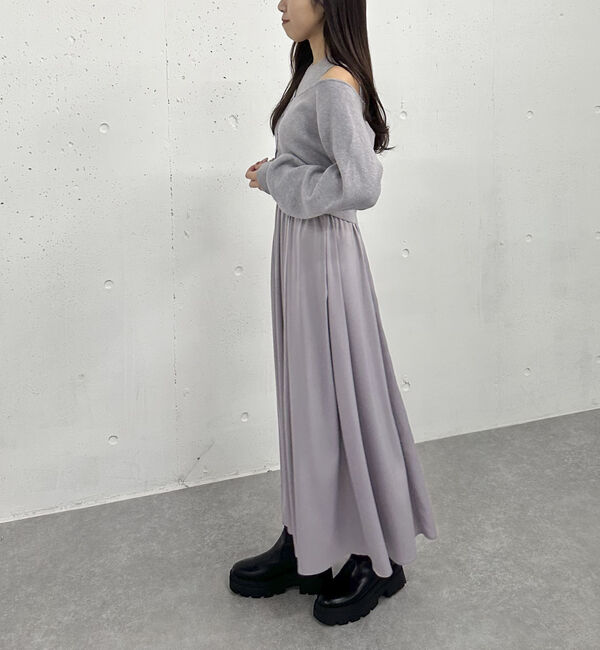 archives「オフショルニットカーディガン&times;ドッキングワンピースＳＥＴ」|ワンピース|