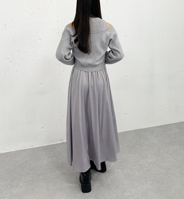 archives「オフショルニットカーディガン&times;ドッキングワンピースＳＥＴ」|ワンピース|