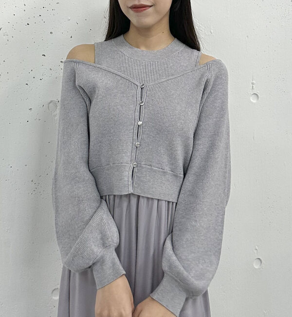archives「オフショルニットカーディガン&times;ドッキングワンピースＳＥＴ」|ワンピース|