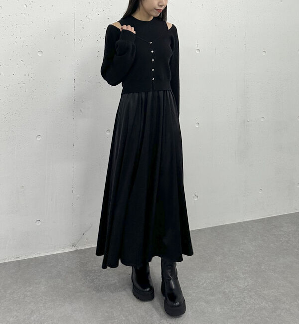 archives「オフショルニットカーディガン&times;ドッキングワンピースＳＥＴ」|ワンピース|