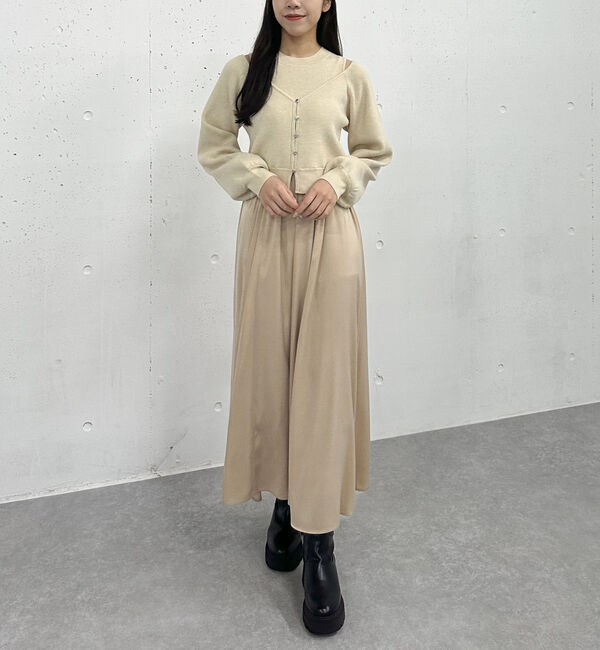 archives「オフショルニットカーディガン&times;ドッキングワンピースＳＥＴ」|ワンピース|