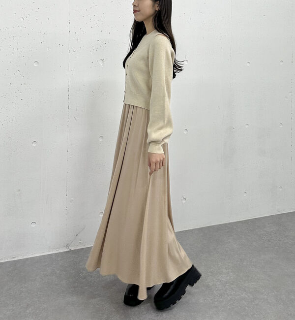 archives「オフショルニットカーディガン&times;ドッキングワンピースＳＥＴ」|ワンピース|