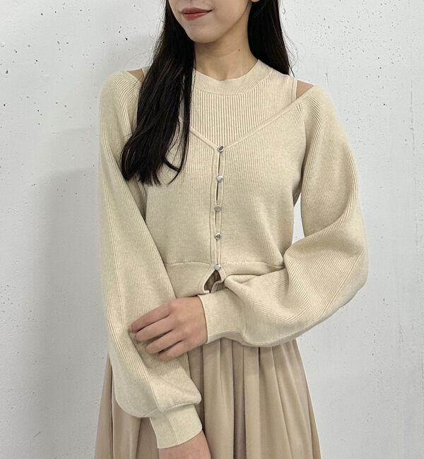 archives「オフショルニットカーディガン&times;ドッキングワンピースＳＥＴ」|ワンピース|