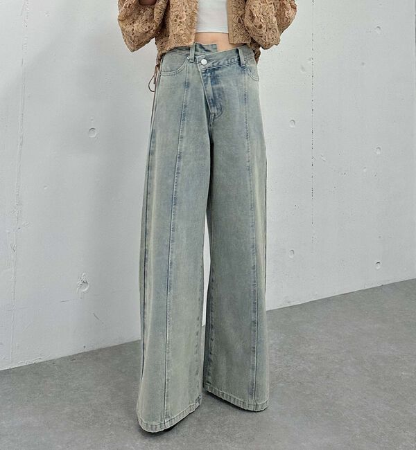 archives「&rsquo;クロスベルトカラーワイドデニム&rsquo;」|デニム|SAX