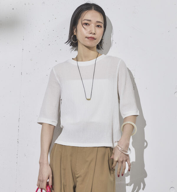 Doux archives「リンガーＴ風サッカートップス」|Tシャツ・カットソー|OFF WHITE