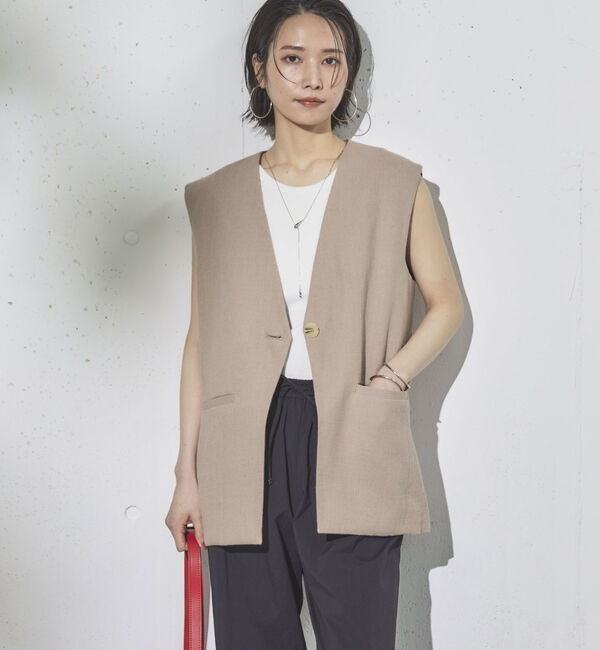 Doux archives「麻混ジレ」|テーラードジャケット|BEIGE