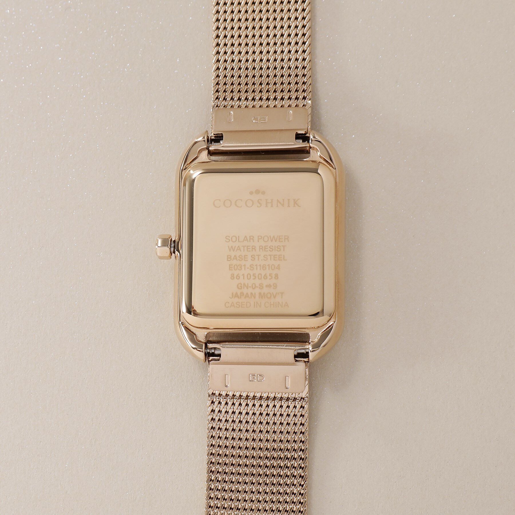 COCOSHNIK「RGスクエアメッシュベルト ウォッチ（ゴールド）」|腕時計|