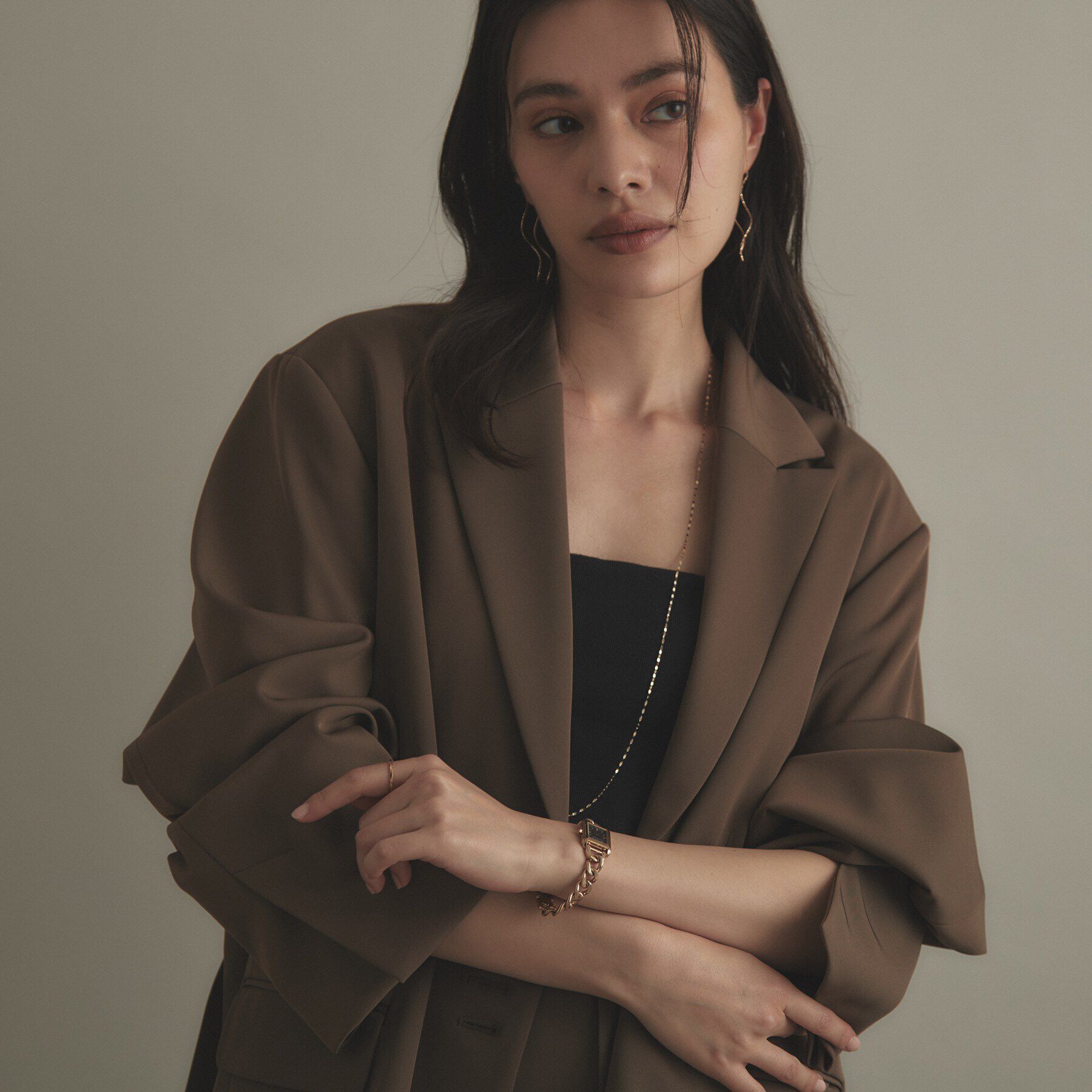 COCOSHNIK「RGスクエアチェーンベルト ウォッチ（ブラック）」|腕時計|