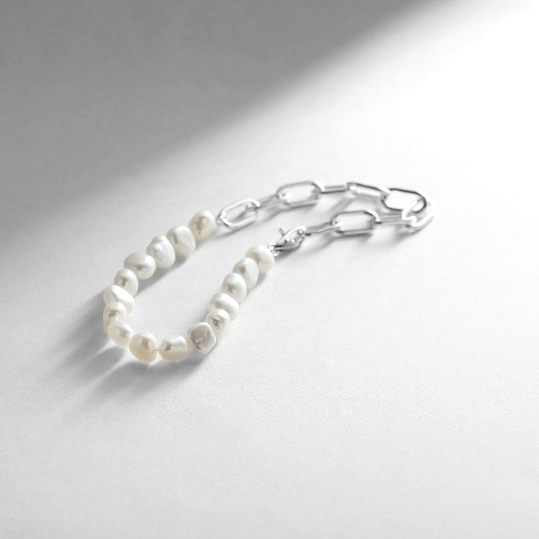 COCOSHNIK ONKITSCH「シルバー バロックパール チェーンミックス ブレスレットＬ」|ブレスレット・バングル|シルバー(606)