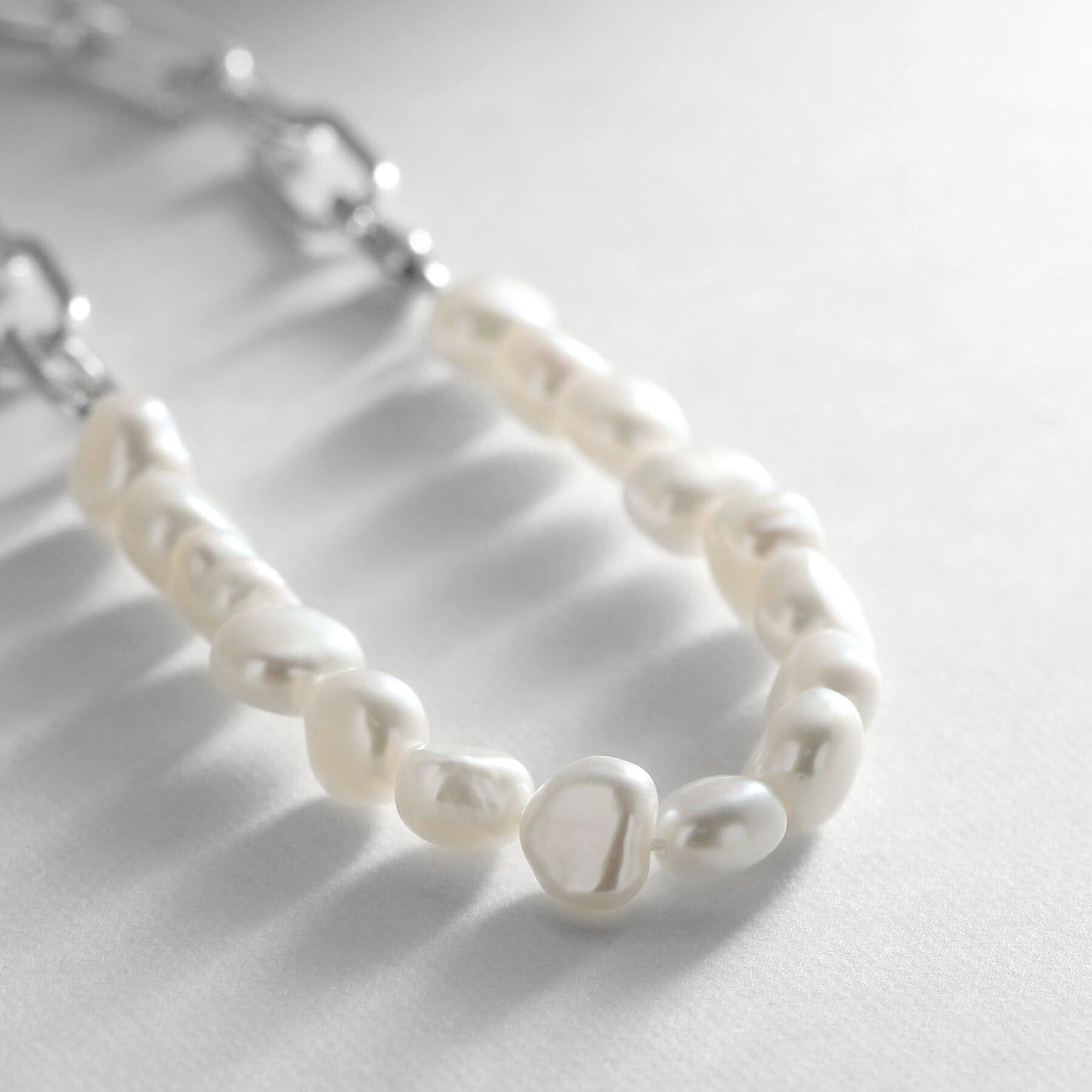 COCOSHNIK ONKITSCH「シルバー バロックパール チェーンミックス ブレスレットＬ」|ブレスレット・バングル|