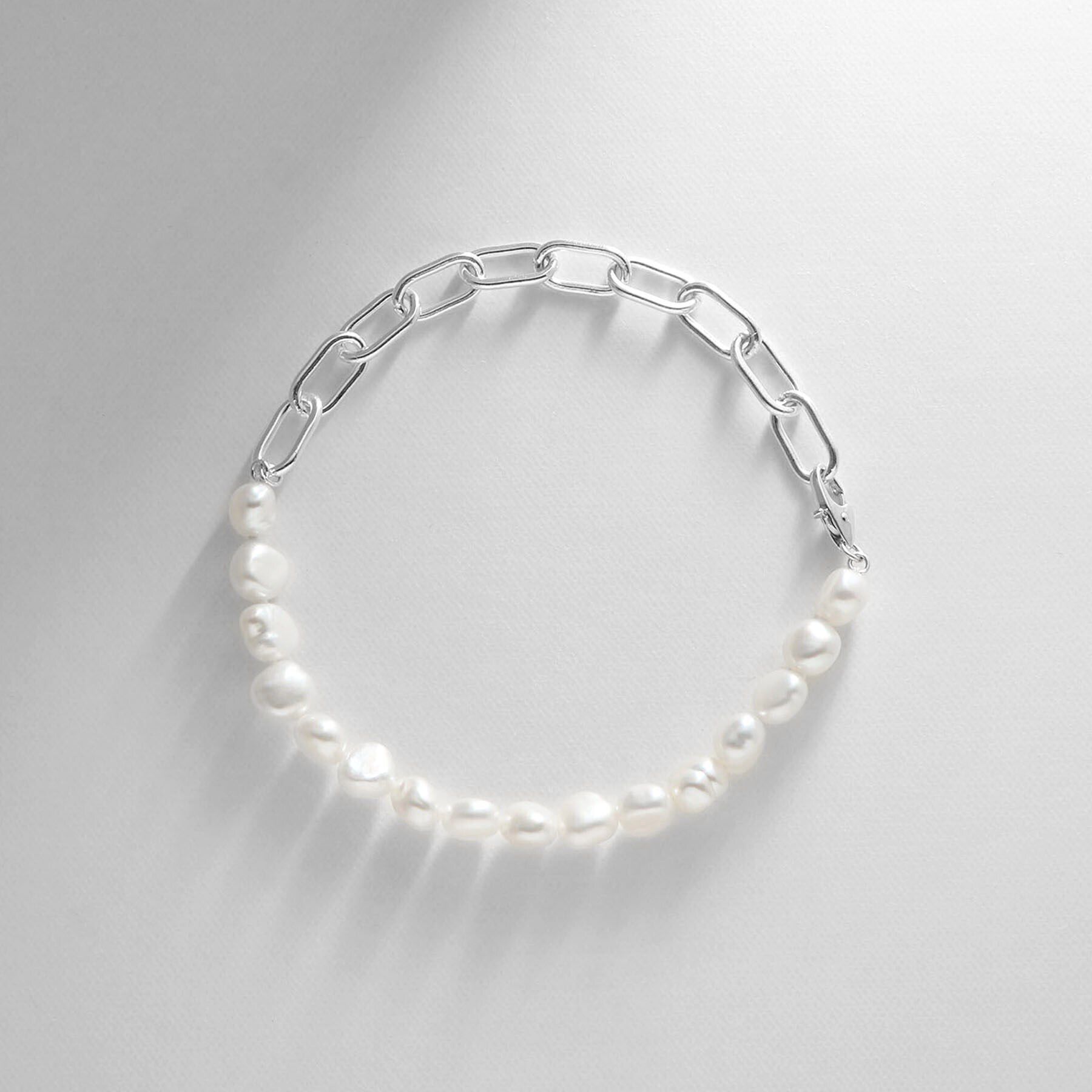 COCOSHNIK ONKITSCH「シルバー バロックパール チェーンミックス ブレスレットＬ」|ブレスレット・バングル|