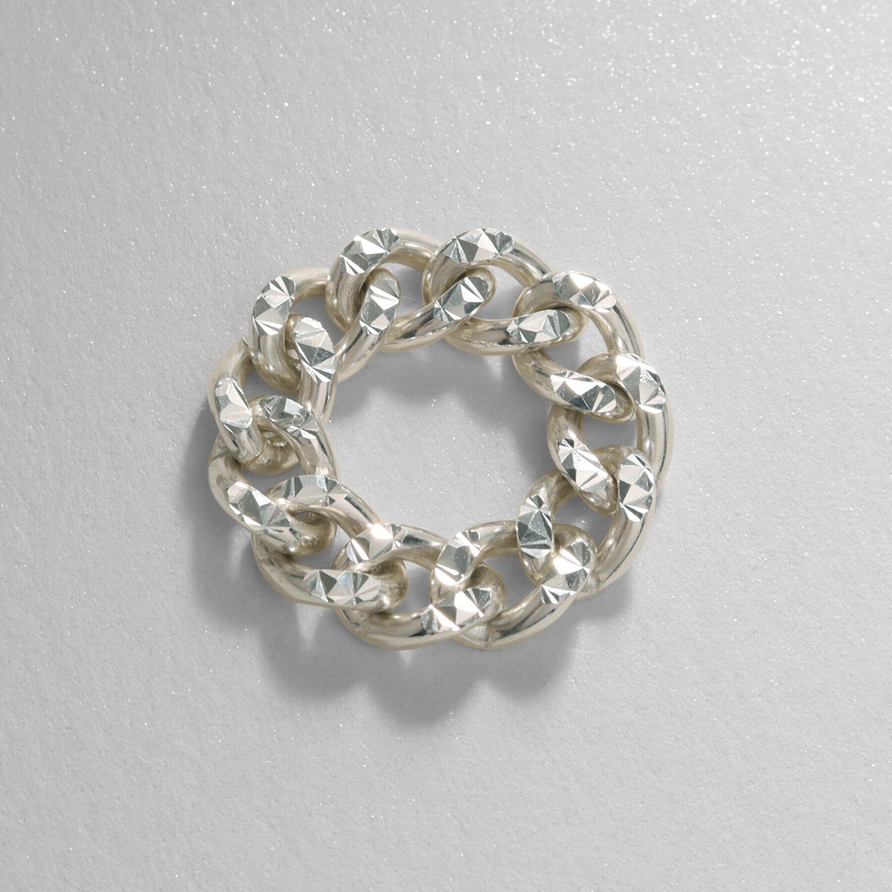 COCOSHNIK ONKITSCH「シルバー チェーンリング スパークルカットL」|リング|