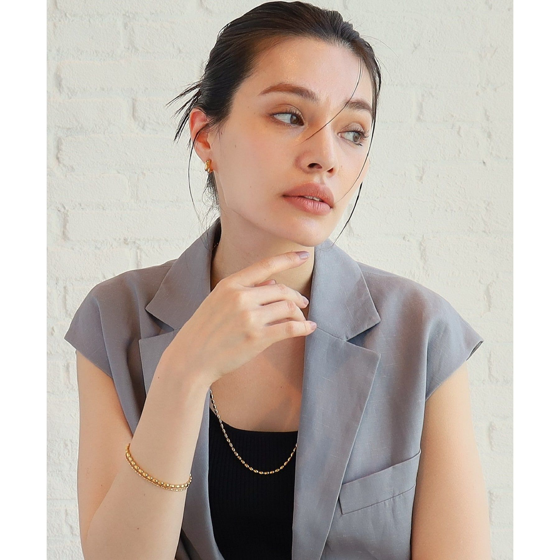 COCOSHNIK ONKITSCH「シルバー デザインチェーン オーバルボールM ネックレス GP」|ネックレス|