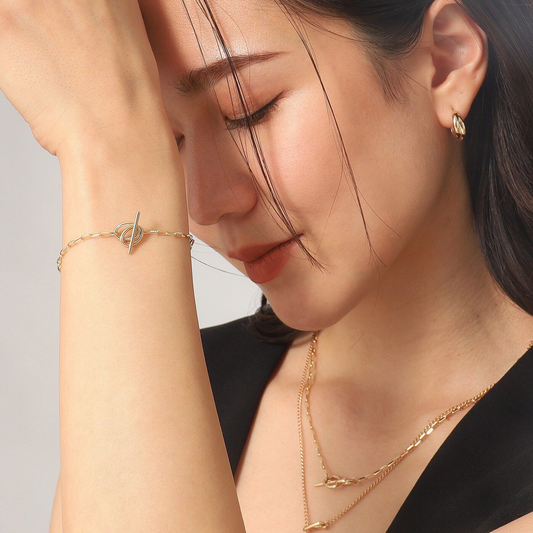 COCOSHNIK「K10ロングハーフラウンドダブルマンテル ブレスレット」|ブレスレット・バングル|